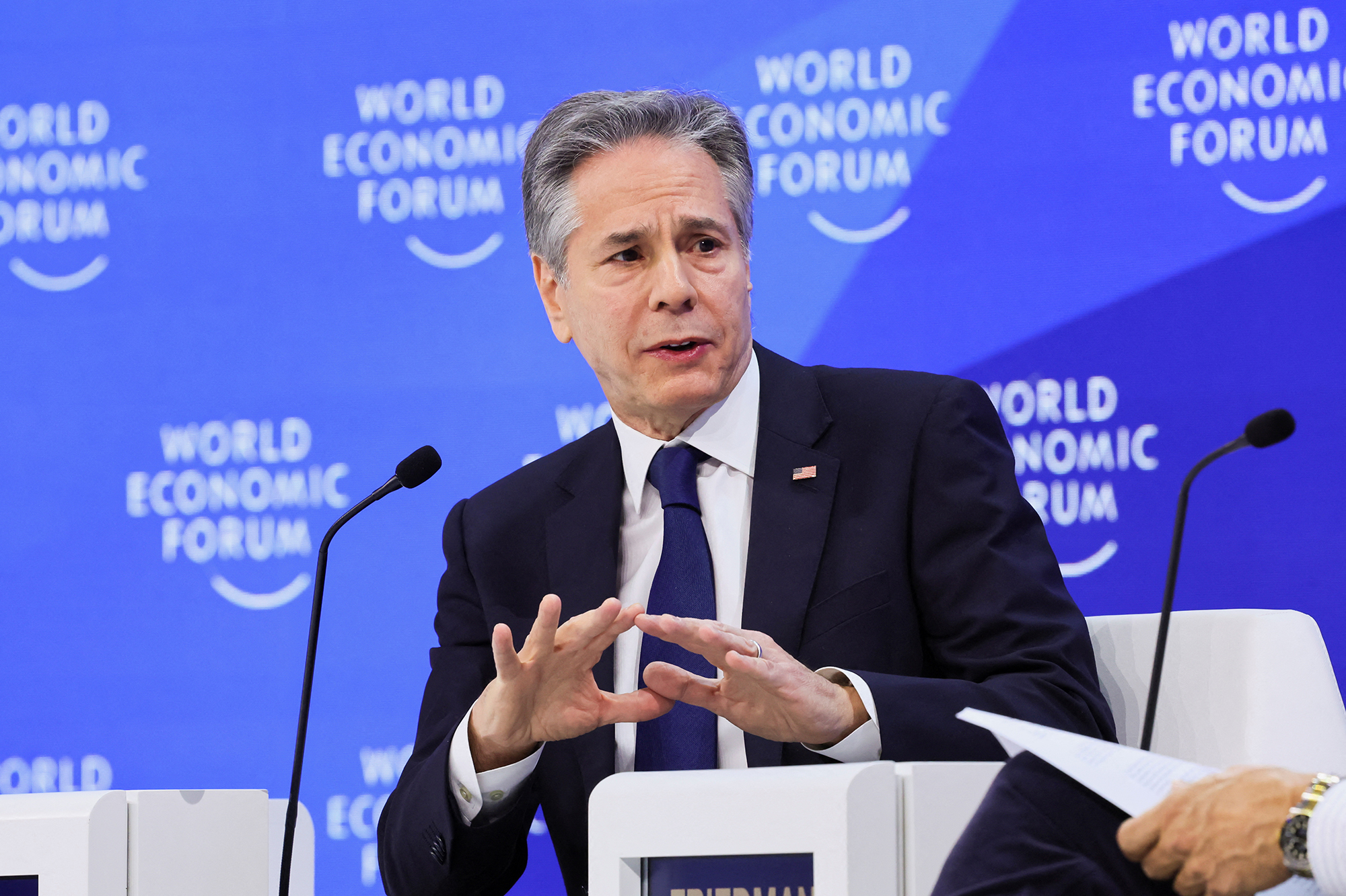 U.S. Secretary of State Antony Blinken attends the 54th annual meeting of the World Economic Forum in Davos, Switzerland, on January 17.