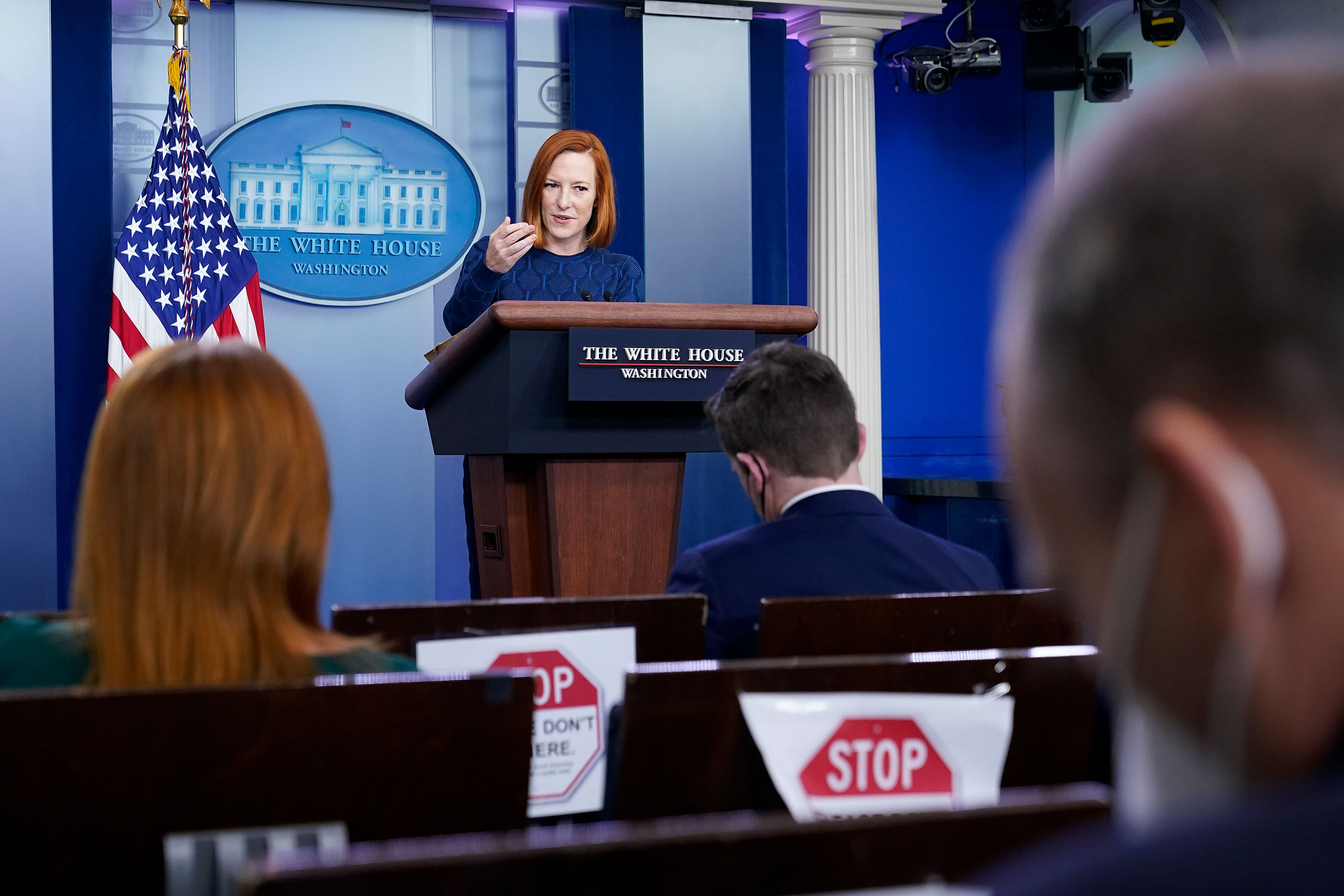 White House press secretary Jen Psaki speaks during a press briefing at the White House on January 10.