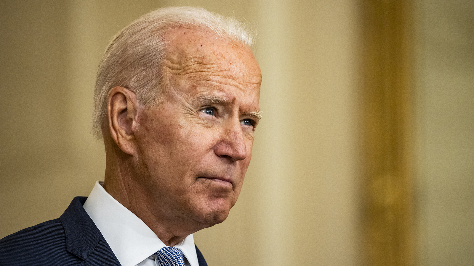 President Joe Biden speaks in the East Room of the White House in Washington on Thursday.