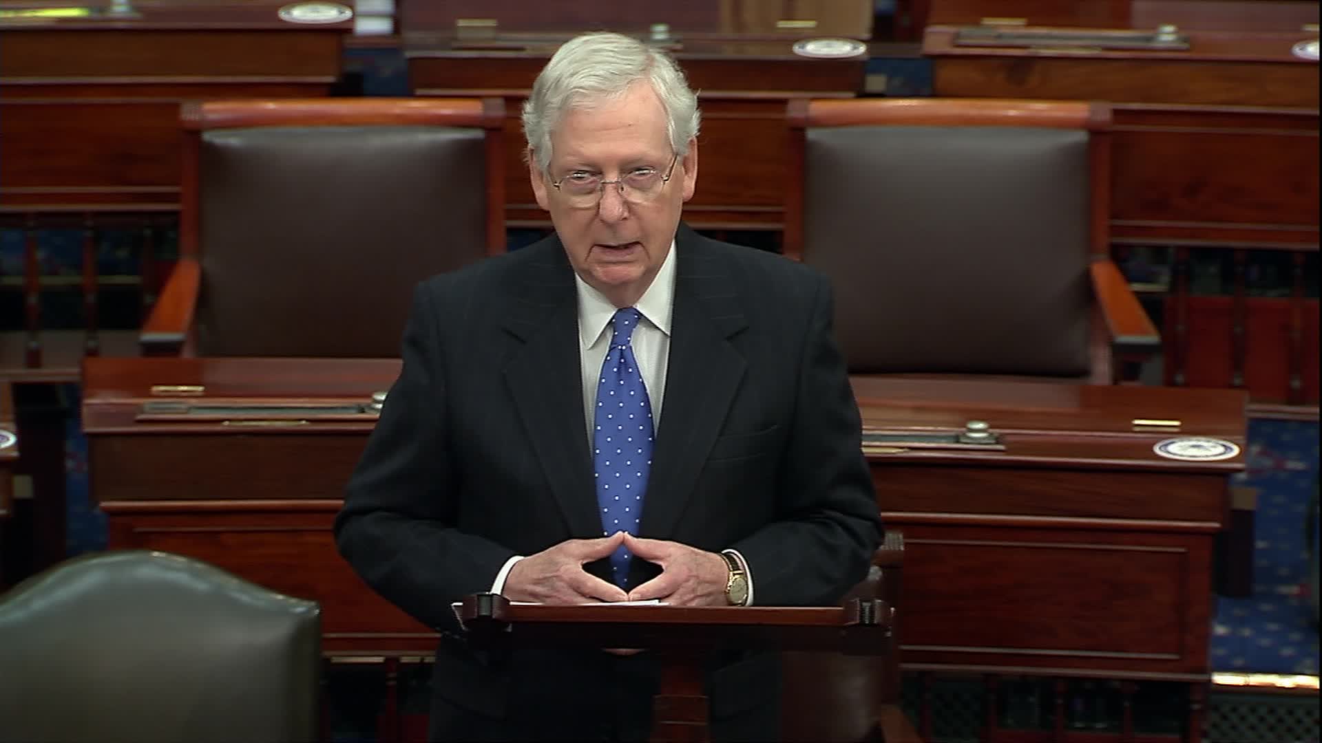 Senate Majority Leader Mitch McConnell speaks on the Senate floor on December 1.