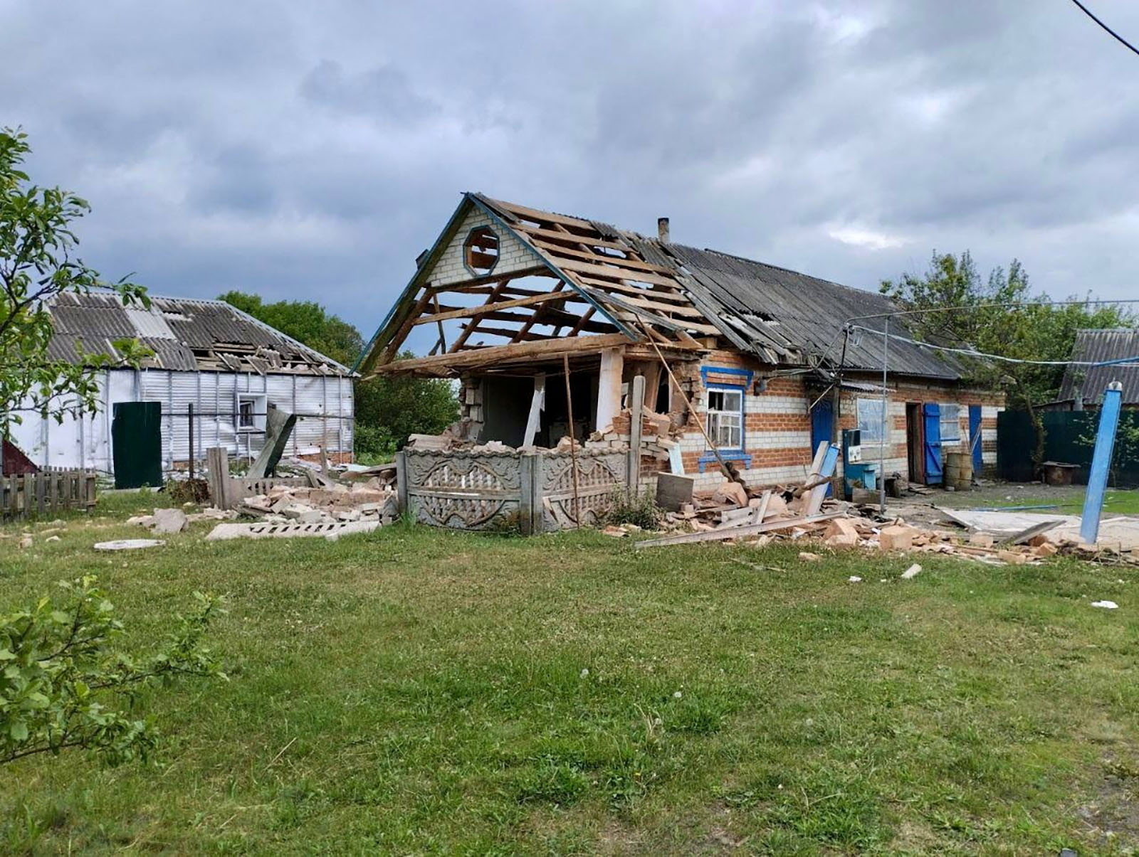 A view shows damaged buildings in the Belgorod region in an image released May 23.