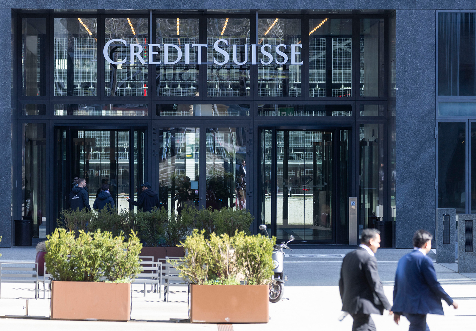 A Credit Suisse office building is seen on March 16 in Zurich, Switzerland.