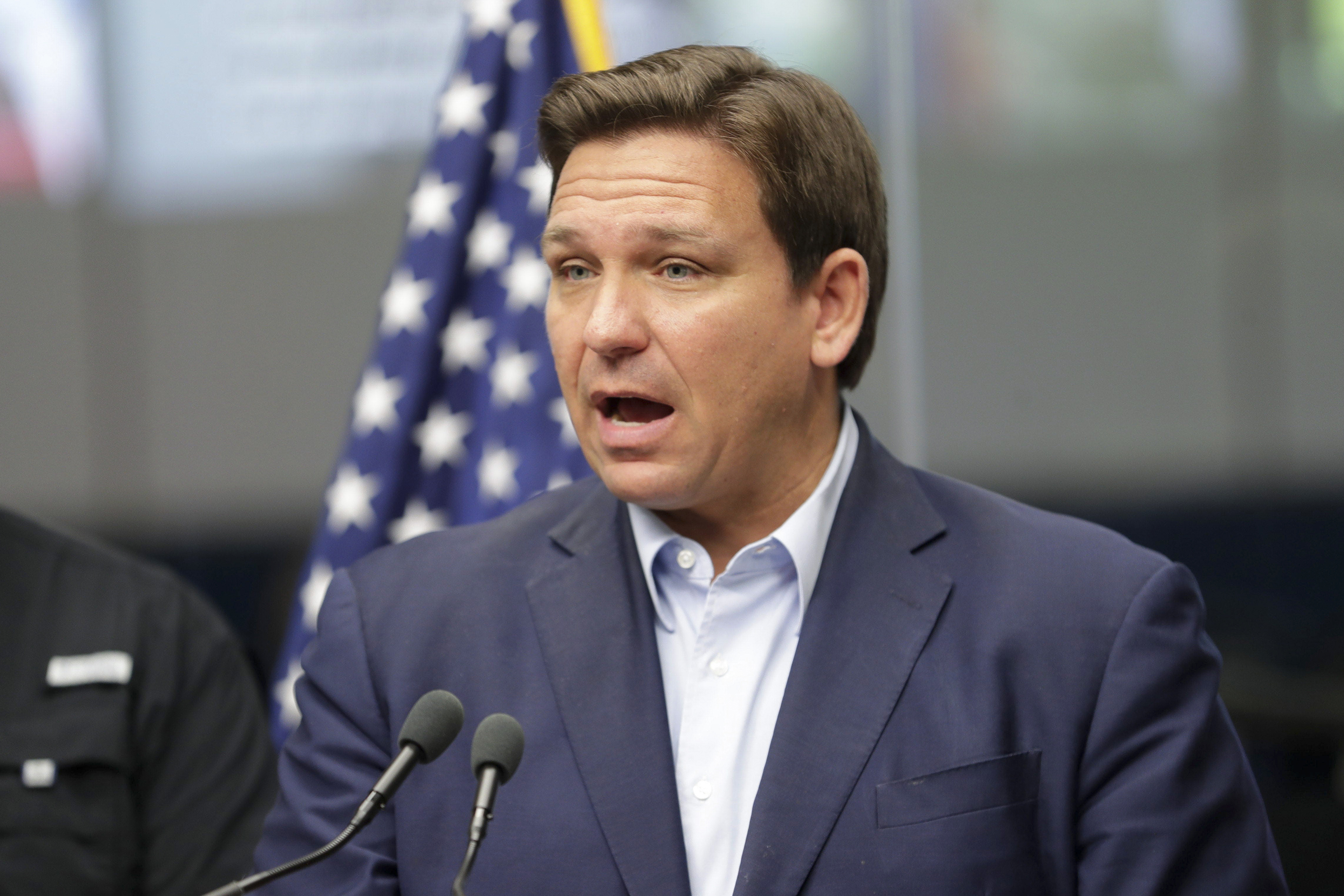 Florida Gov. Ron DeSantis speaks during a news conference at the Emergency Operations Center in Tallahassee, Florida on September 25.