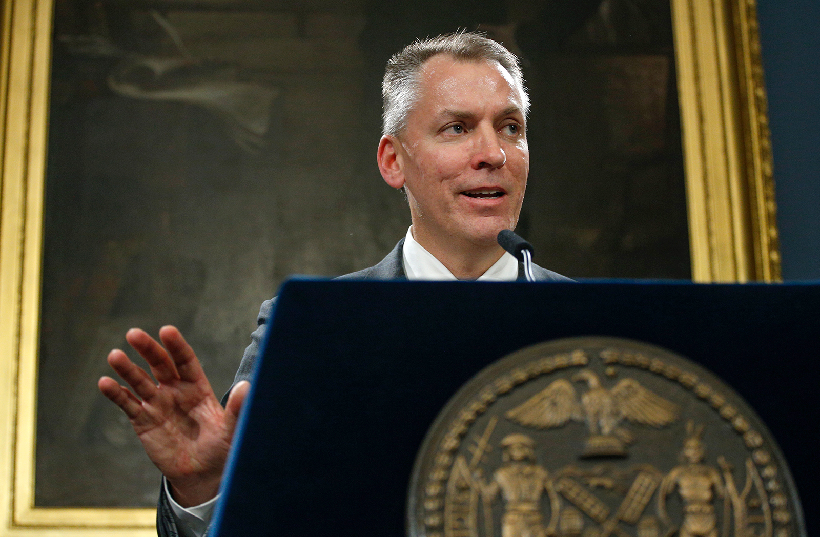 Dermot Shea speaks during a press conference on November 4, 2019 announcing that he will be the new NYPD Commissioner in New York City.