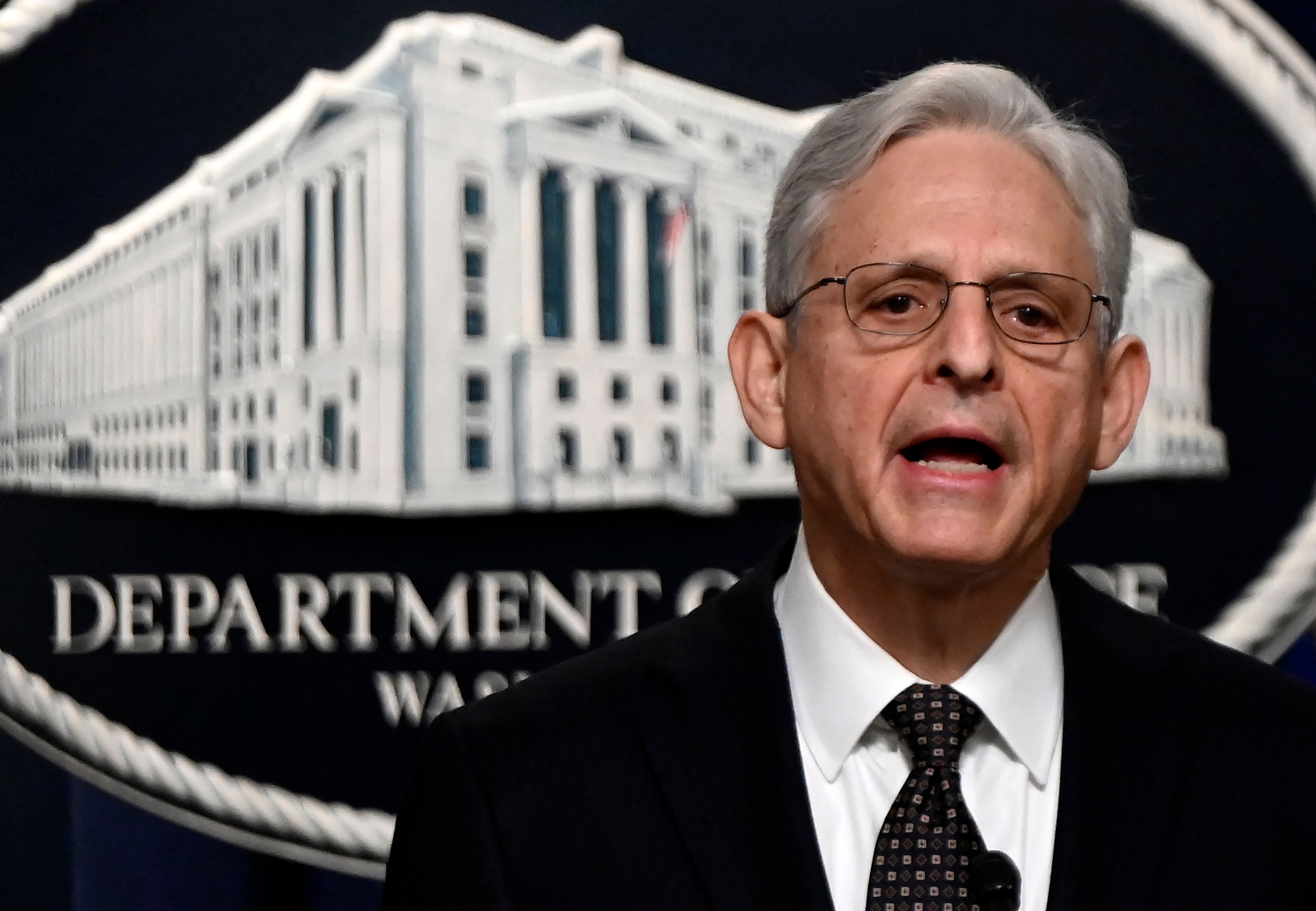 US Attorney General Merrick Garland speaks to the press on Friday.