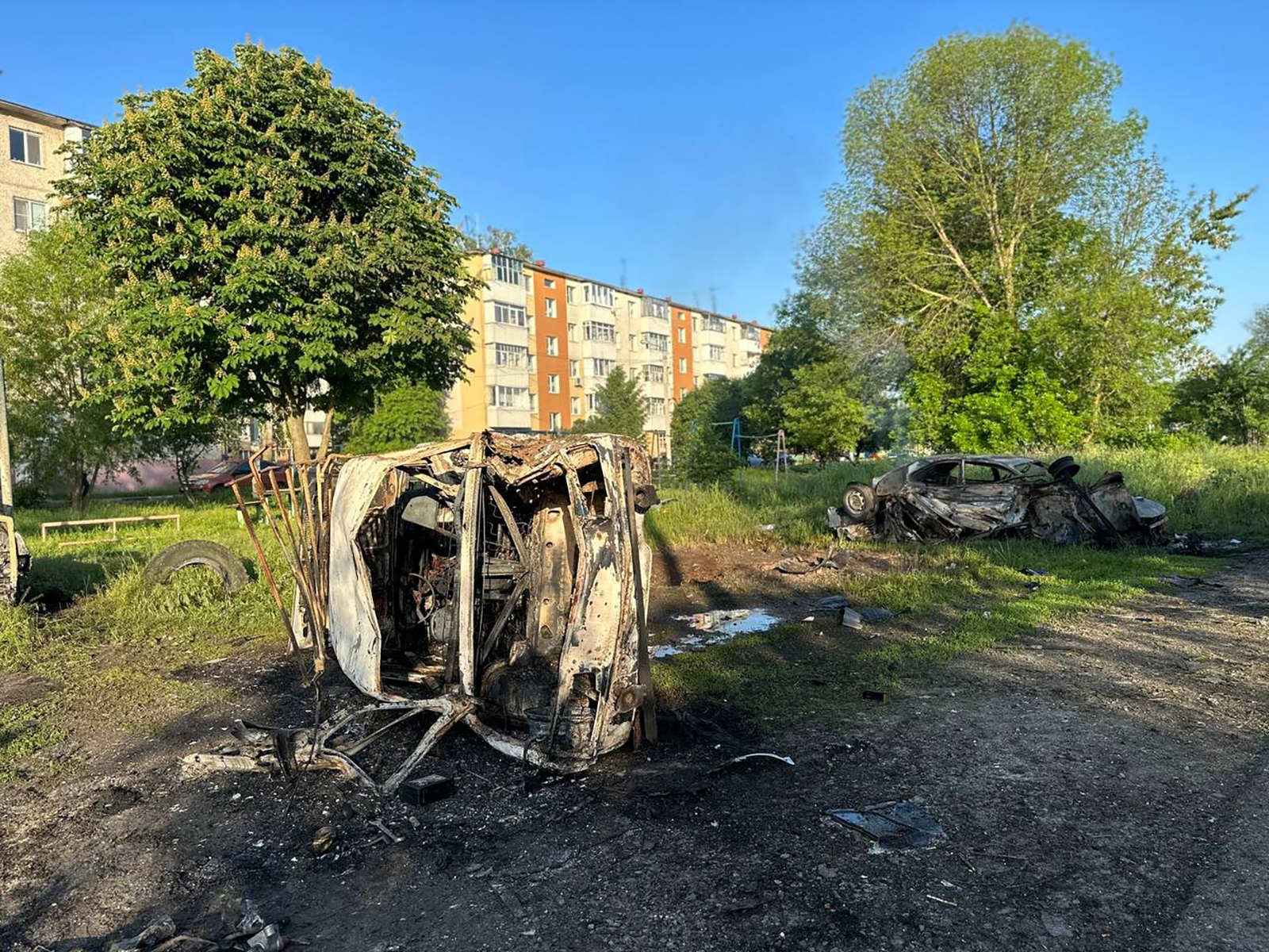 This picture shows the aftermath of a strike overnight in Belgorod region, Russia on May 31.