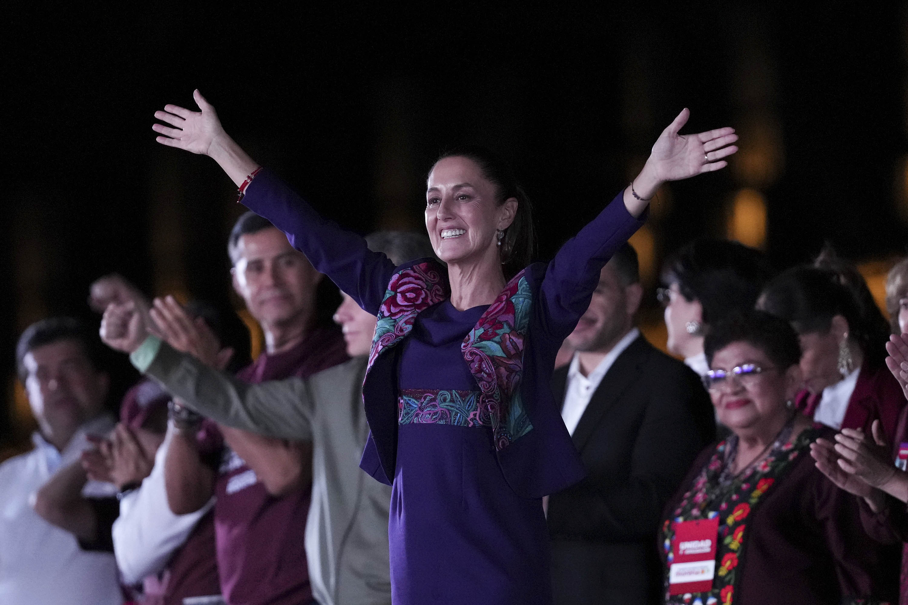 Claudia Sheinbaum addresses supporters in Mexico City on Monday, June 3. 