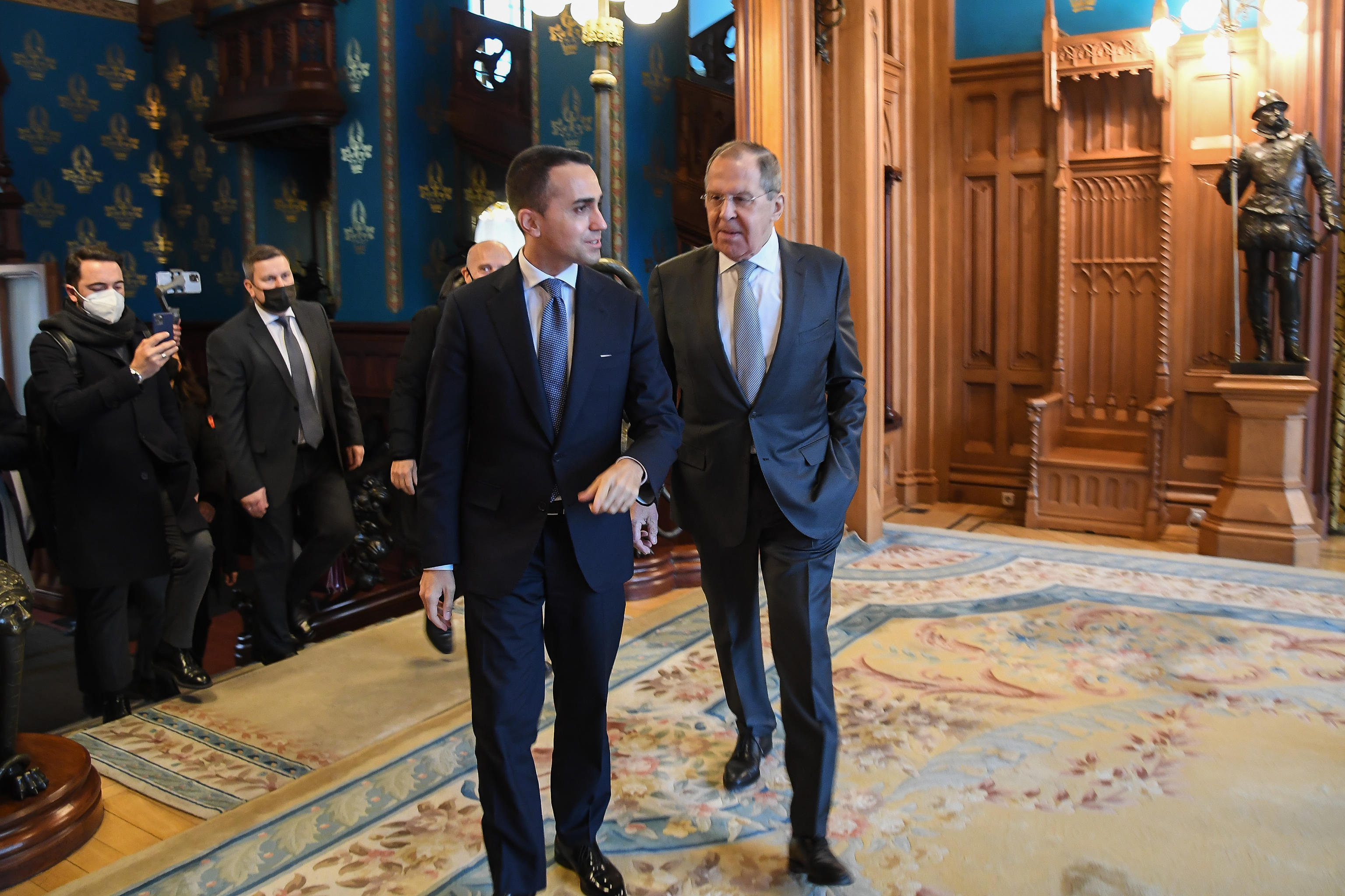 Italian Foreign Minister Luigi Di Maio meets his Russian counterpart, Sergey Lavrov,  in Moscow on February 17.