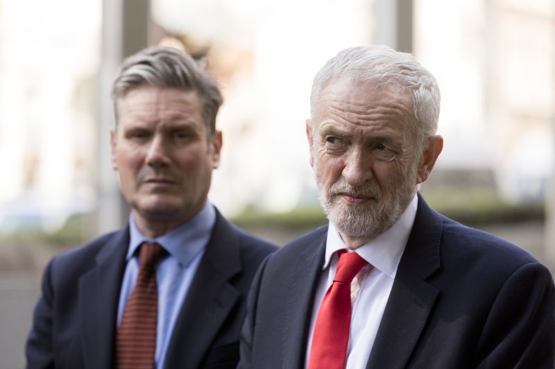 Labour's shadow Brexit secretary, Keir Starmer, and leader Jeremy Corbyn.
