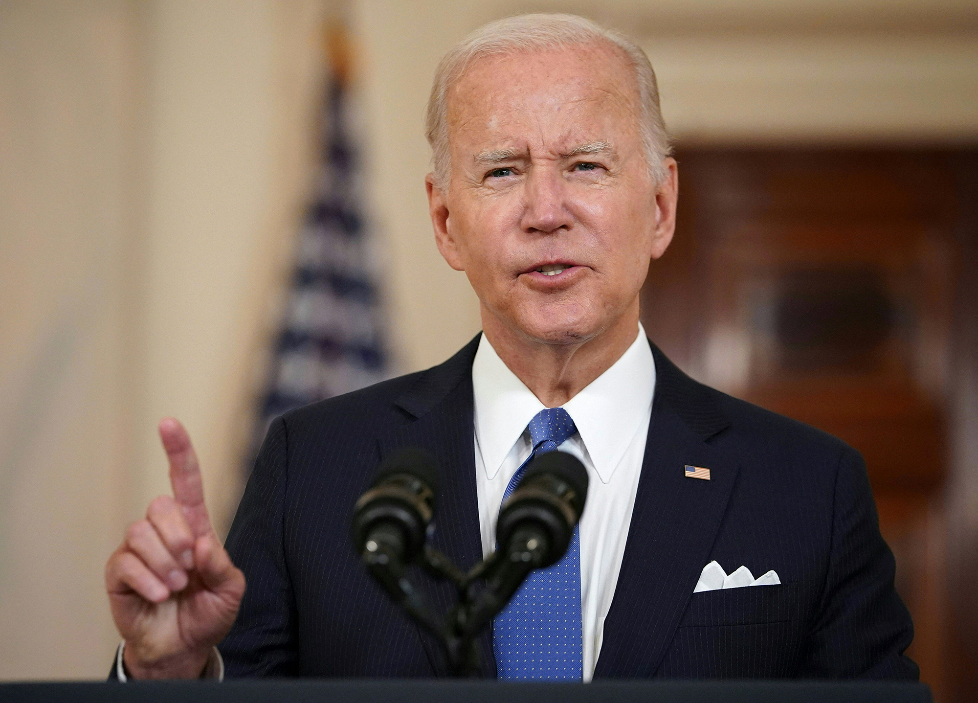 President Joe Biden speaks at the White House on Friday.