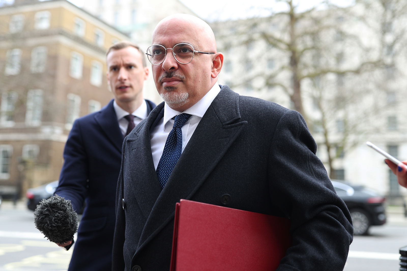 Nadhim Zahawi arrives at the Cabinet Office in London on March 9.