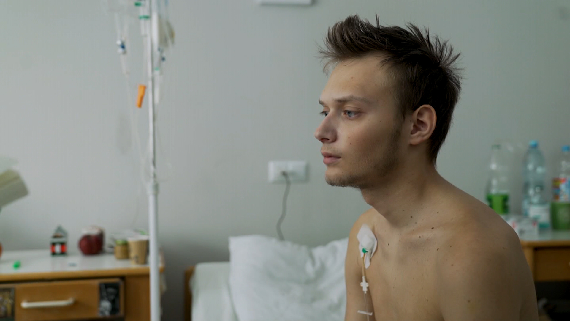 Dmytro Kaliuzhnyi, 19, is slowly recovering from injuries sustained outside his home in Kharkiv, northeastern Ukraine.