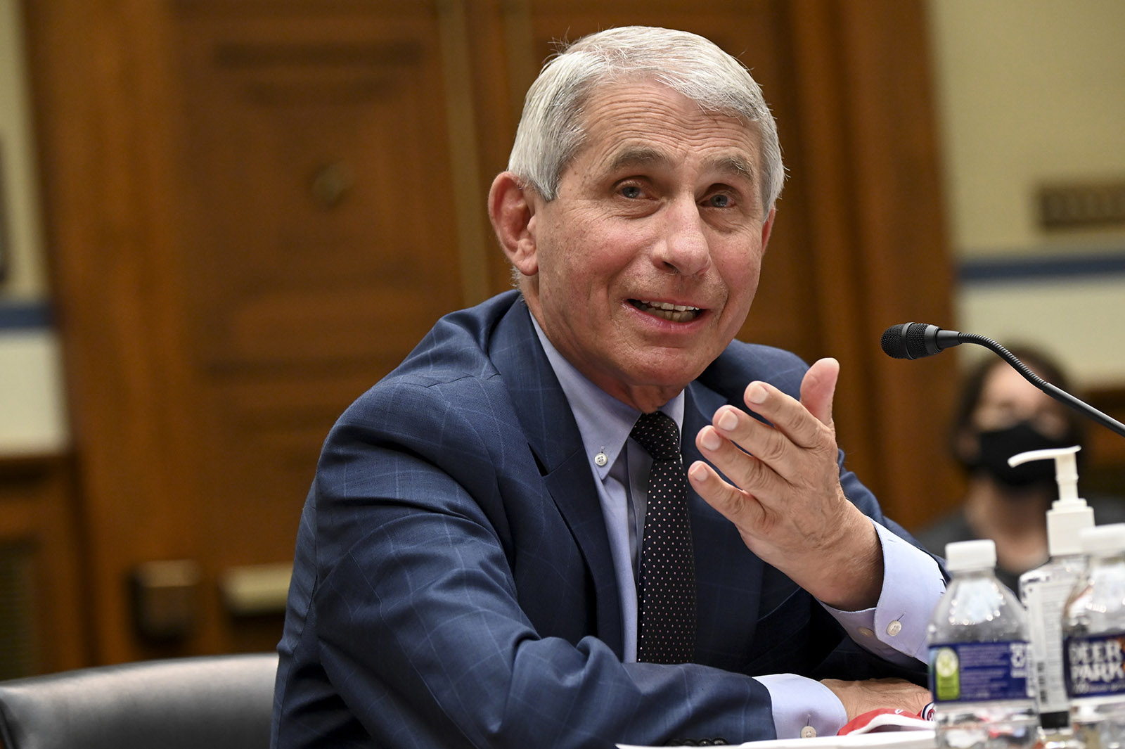 In this July 31 file photo, Dr. Anthony Fauci testifies during a House Select Subcommittee on the Coronavirus Crisis hearing on July 31, in Washington. 