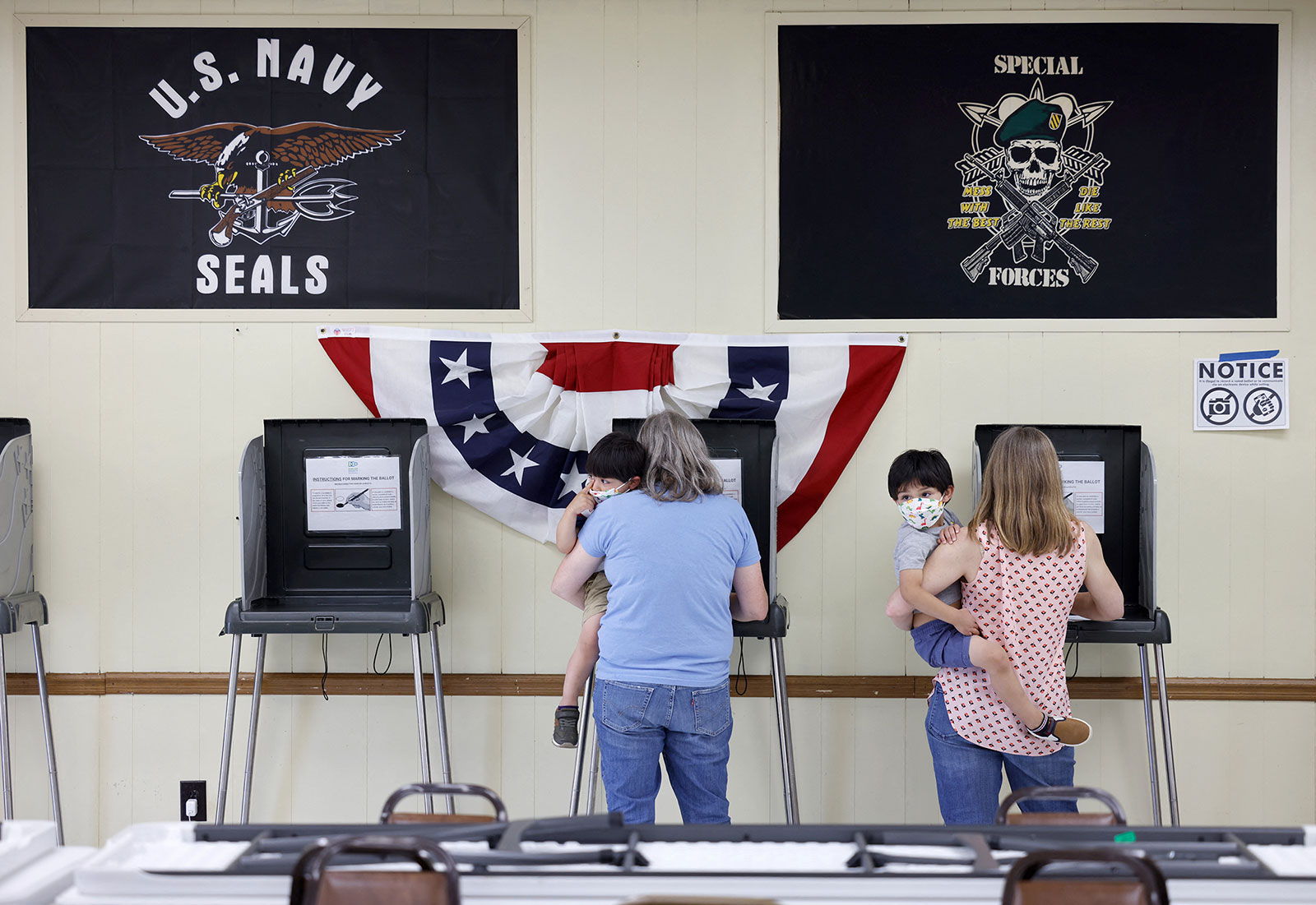 Voters cast their ballots at an American Legion building in Durham, North Carolina, on May 17.