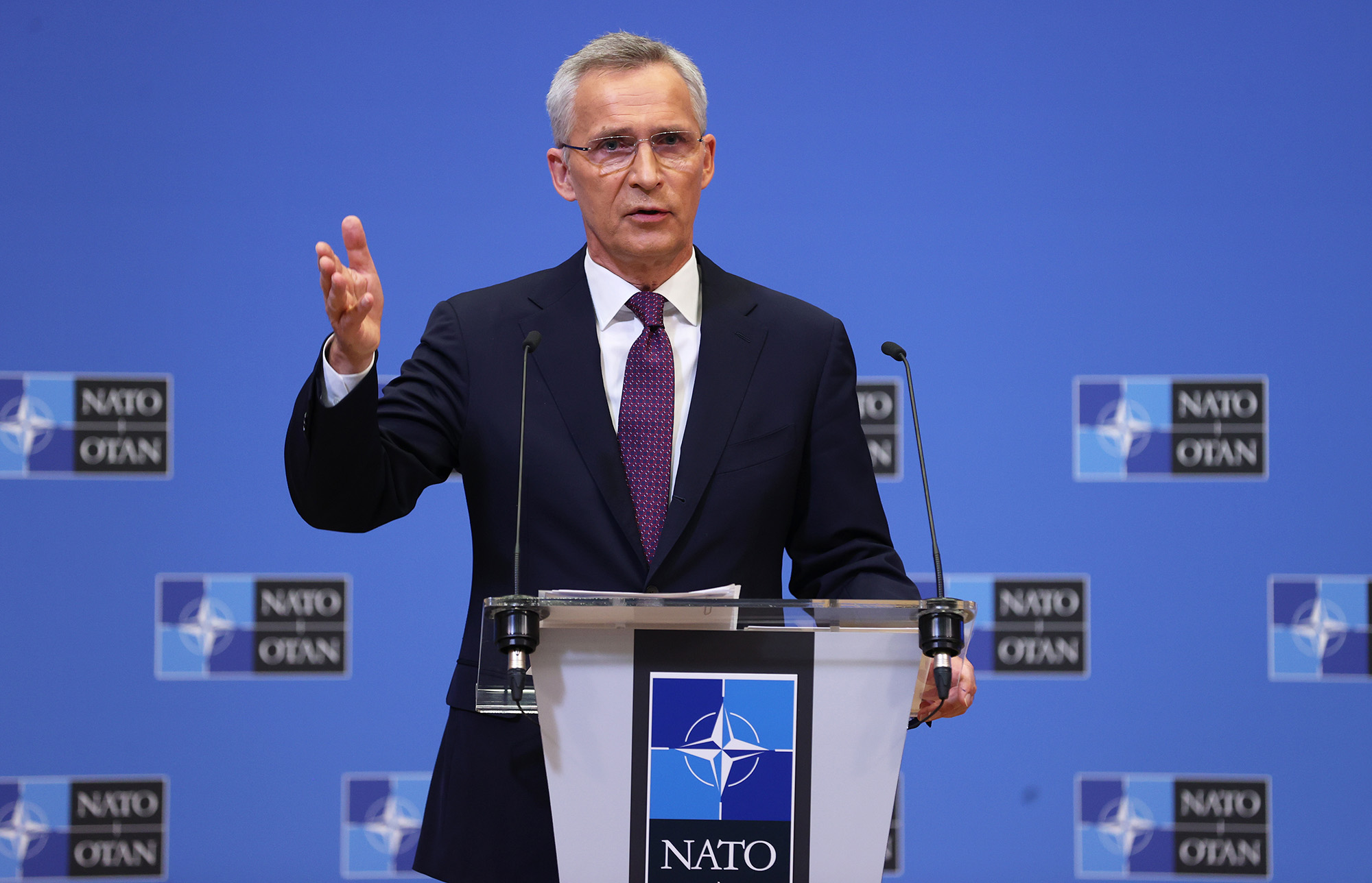 NATO Secretary General Jens Stoltenberg holds a press conference ahead of a NATO Defence ministers' meeting at the NATO headquarters in Brussels, Belgium, on June 15.