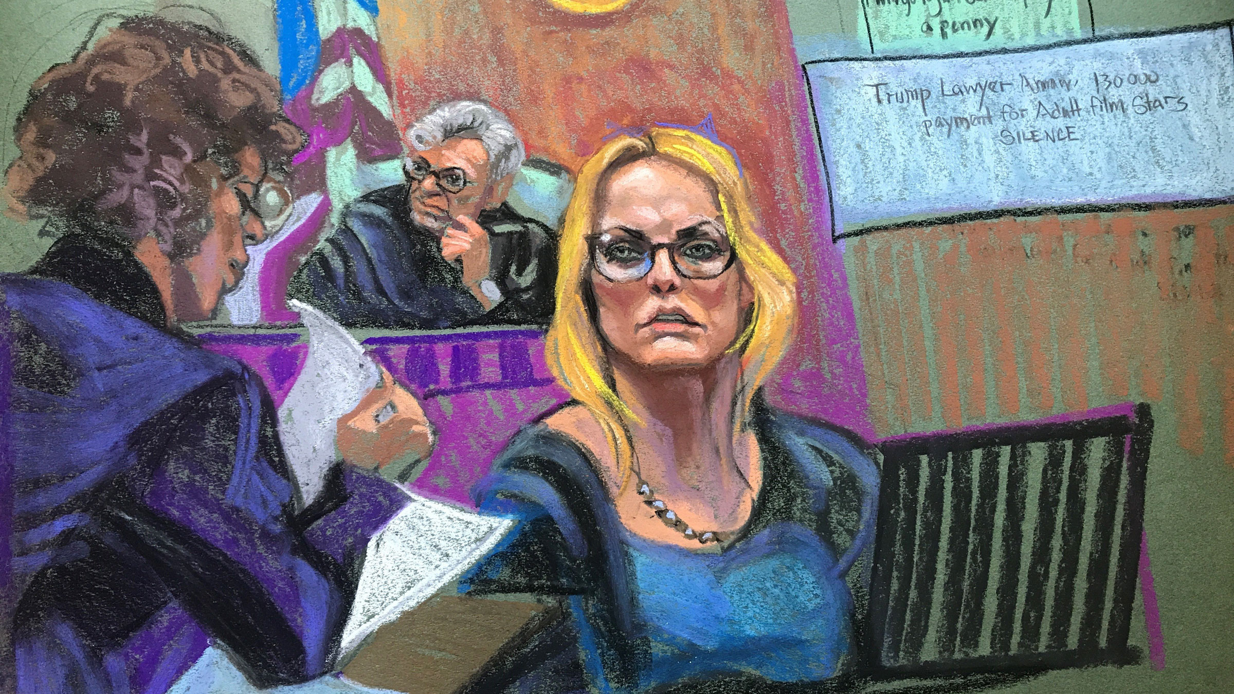 Stormy Daniels is questioned on Tuesday.