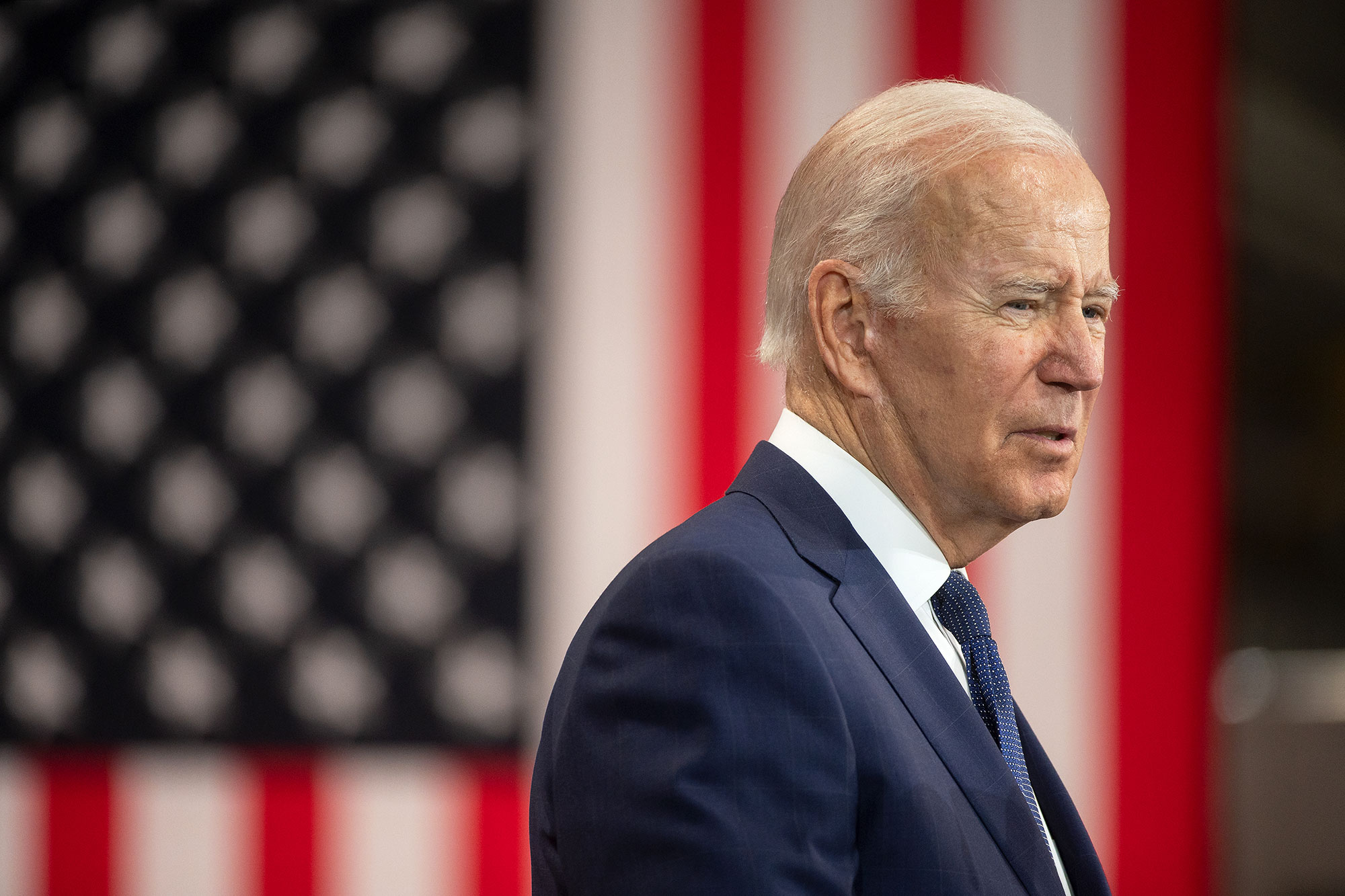 President Joe Biden speaks in Hagerstown, Maryland, on October 7. 