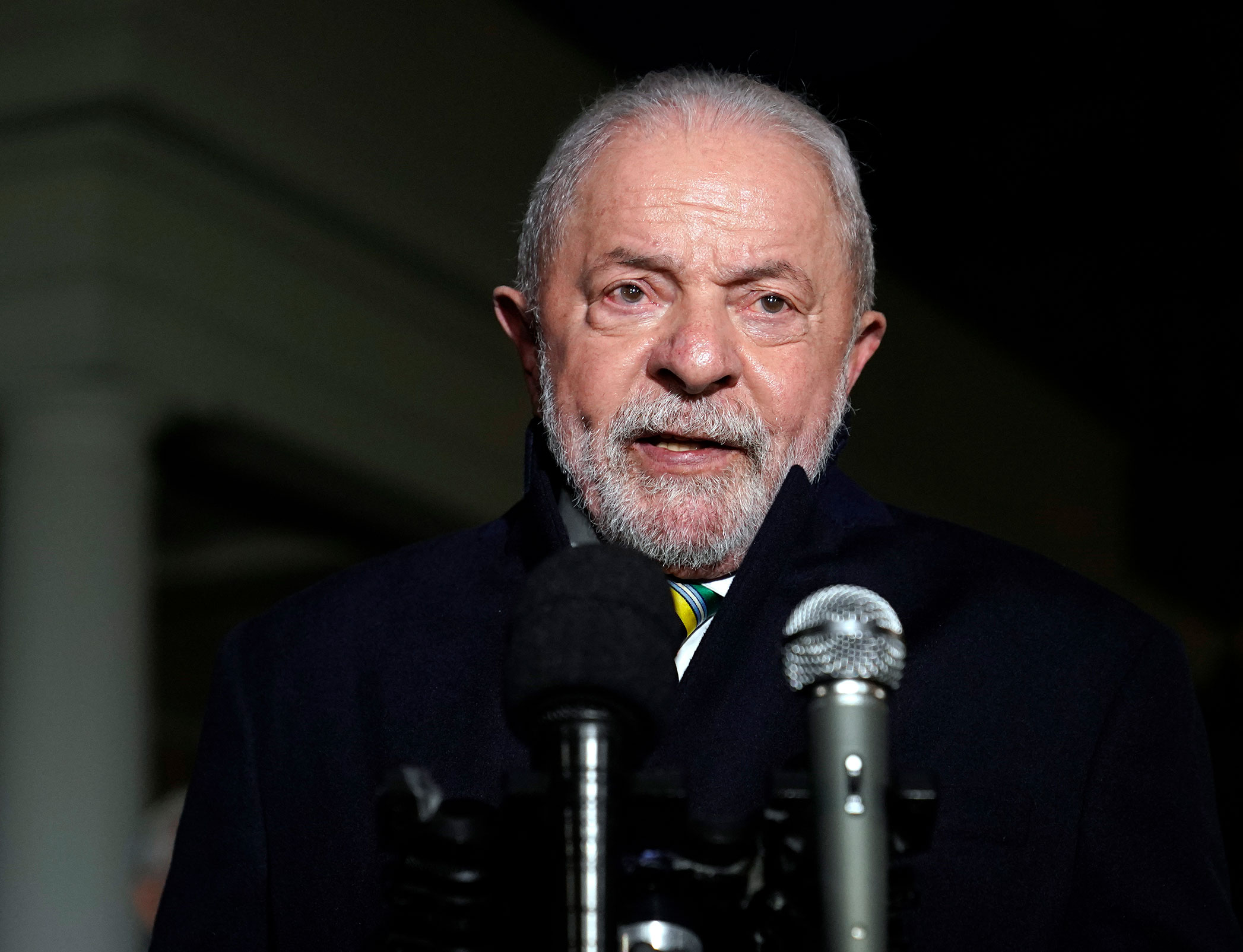 Brazilian President Luiz Inácio Lula da Silva speaks to reporters following his meeting with US President Joe Biden at the White House on Friday in Washington.