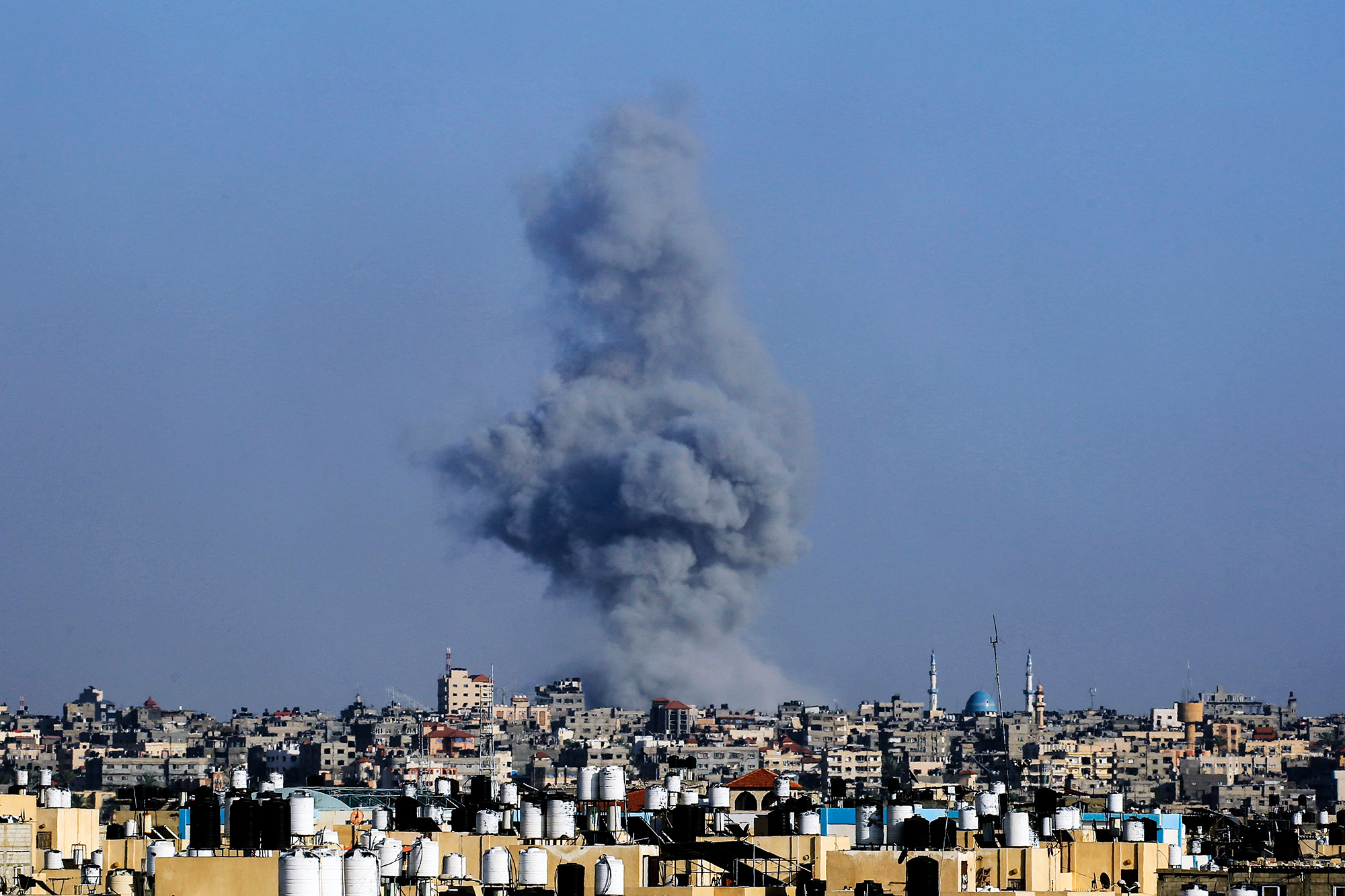 Smoke billows following an Israeli attack in Rafah, Gaza, on May 25. 