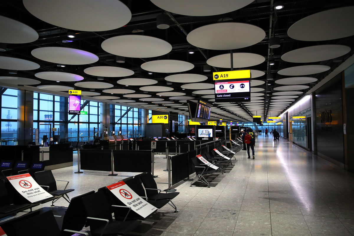 Empty seats at London's Heathrow Airport in October. 