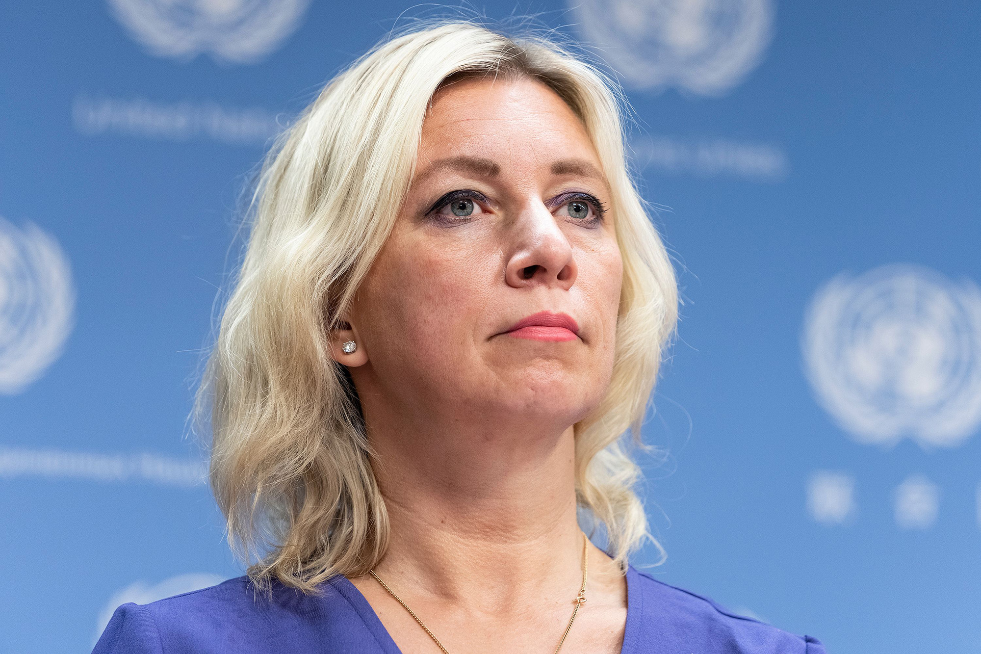 Russian Foreign Ministry spokeswoman Maria Zakharova at the United Nations headquarters in New York on September 24.