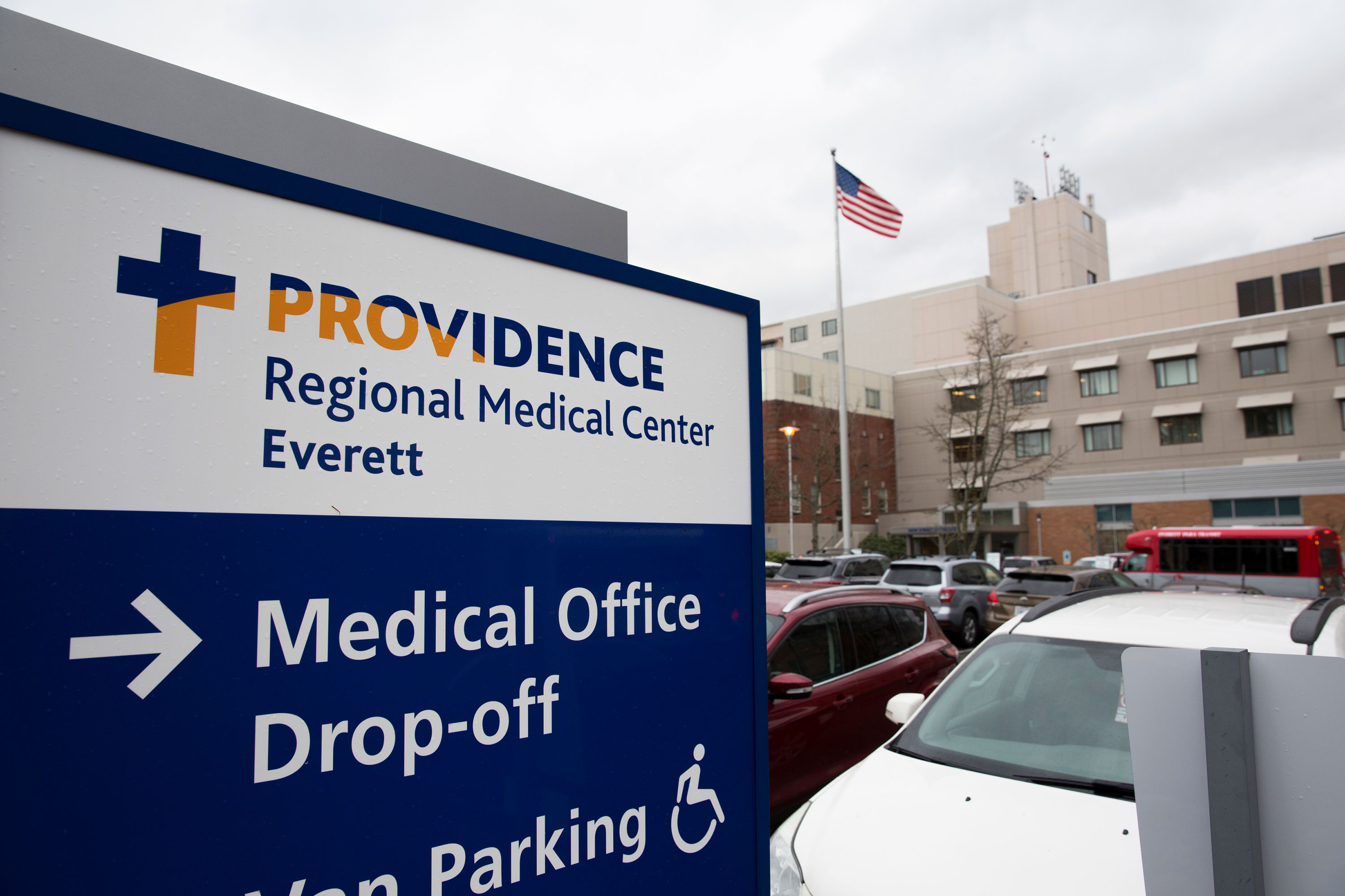 Providence Regional Medical Center, where the first known person infected with Covid-19 in the United States was being observed, is seen in Everett, Washington, on January 21, 2020.