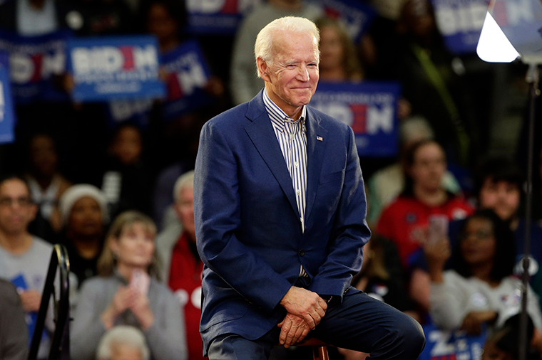 Biden appears at a campaign event at Saint Augustine's University in Raleigh, North Carolina, Saturday, February 29.