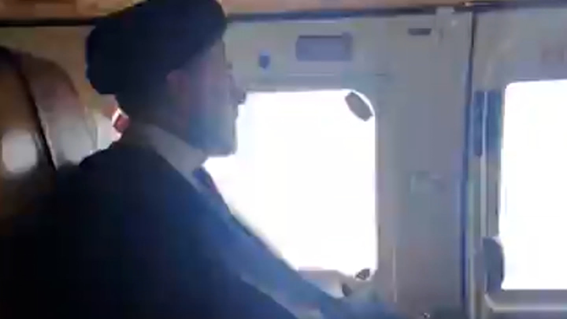 A screen grab from an IRIB via Tasnim News video shows Iranian President Ebrahim Raisi on a helicopter in Iran on May 19.