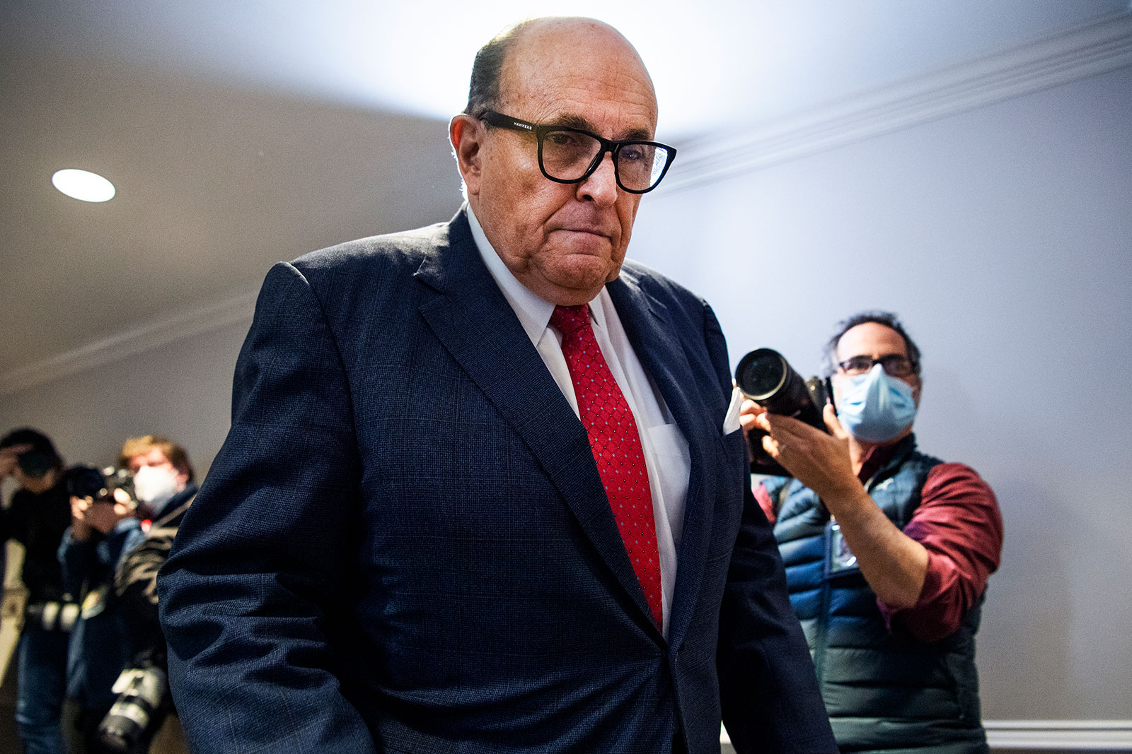 Rudy Giuliani arrives for a news conference at Republican National Committee headquarters on Nov. 19.