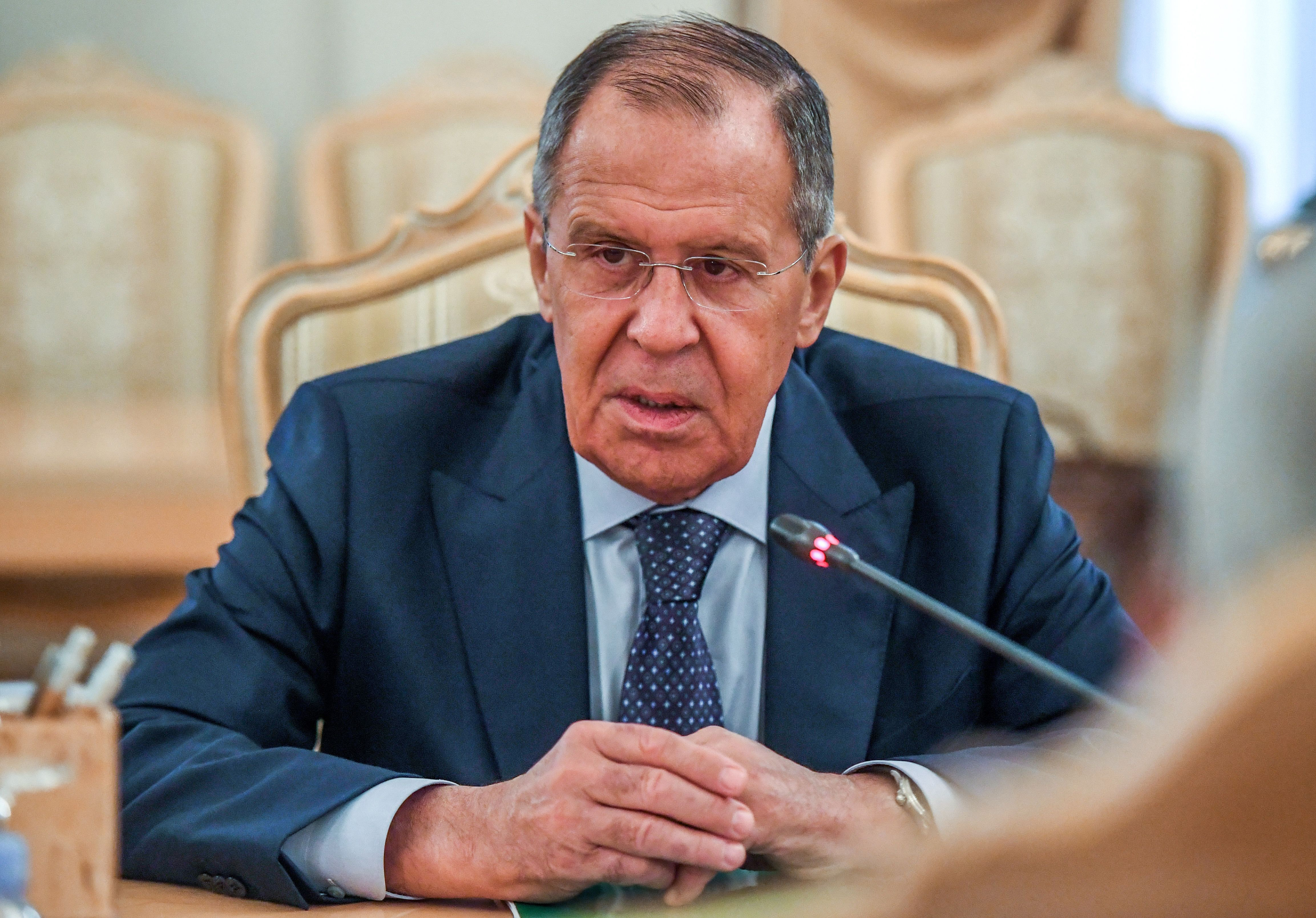 Russian Foreign Minister Sergey Lavrov attends a meeting in Moscow on August 28, 2019.