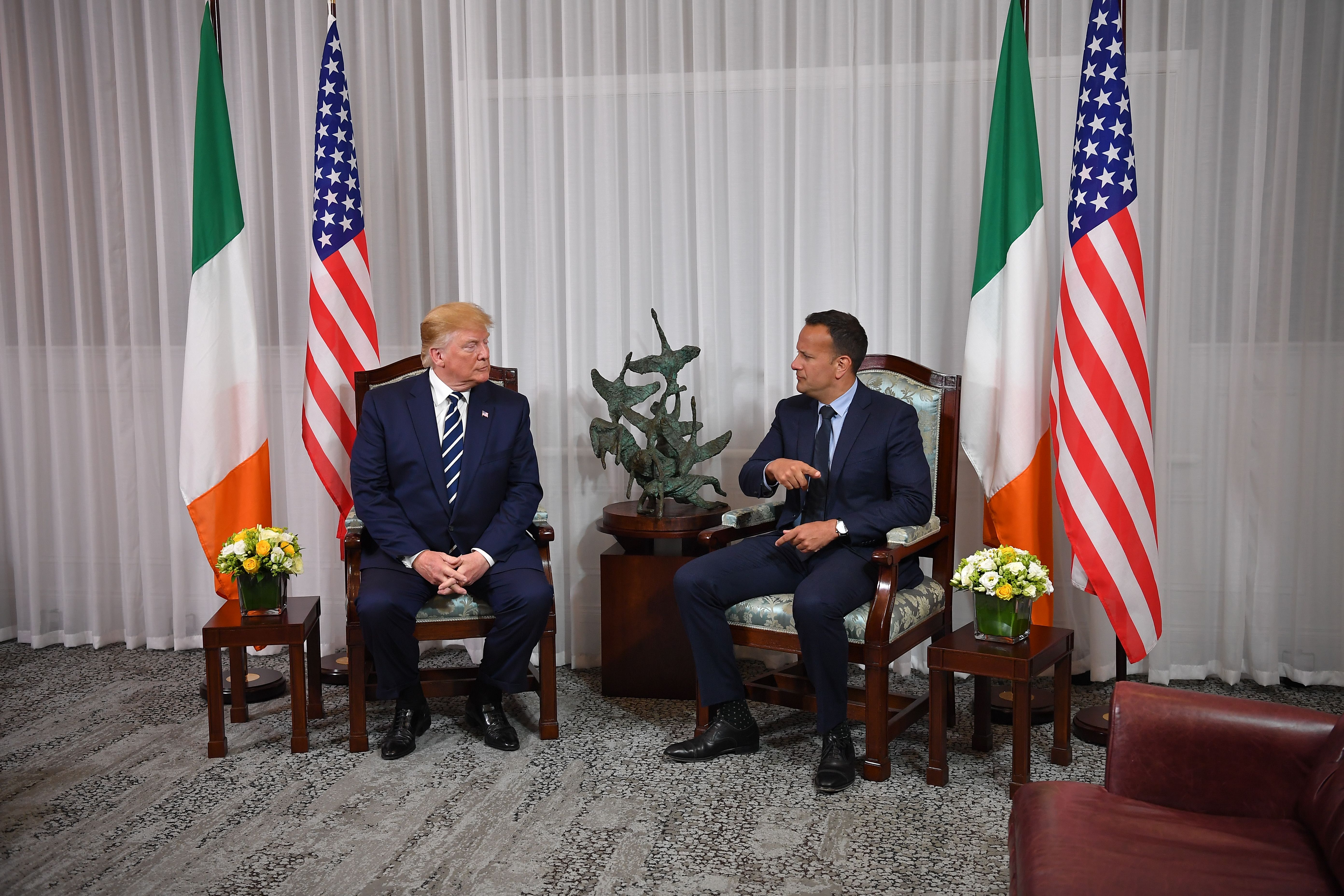 President Trump (L) meets with Irish Prime Minister Leo Varadkar (R) at Shannon Airport in Shannon, Ireland on June 5, 2019. 