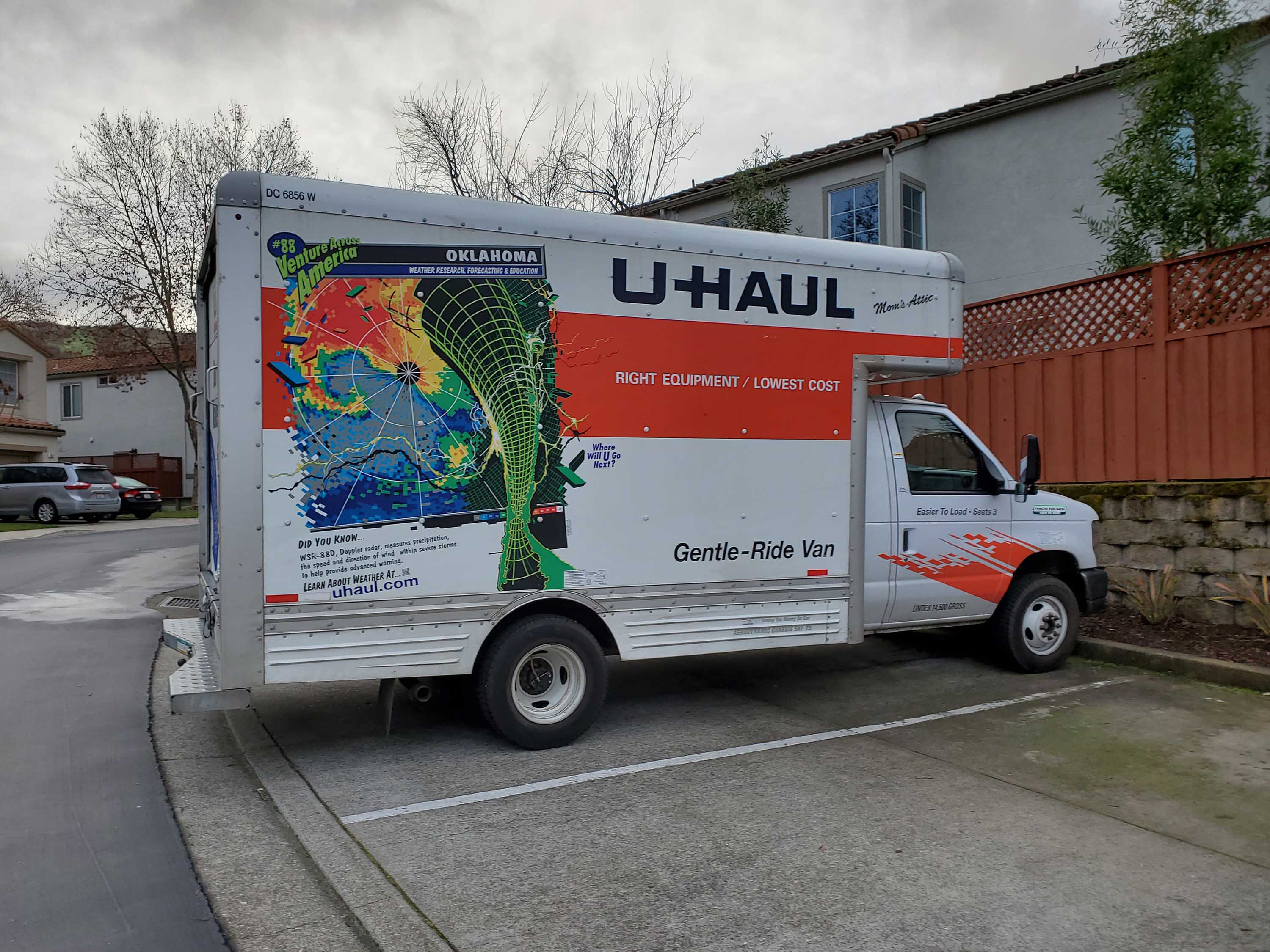 A U-Haul moving truck is seen parked in San Ramon, California, on February 2.