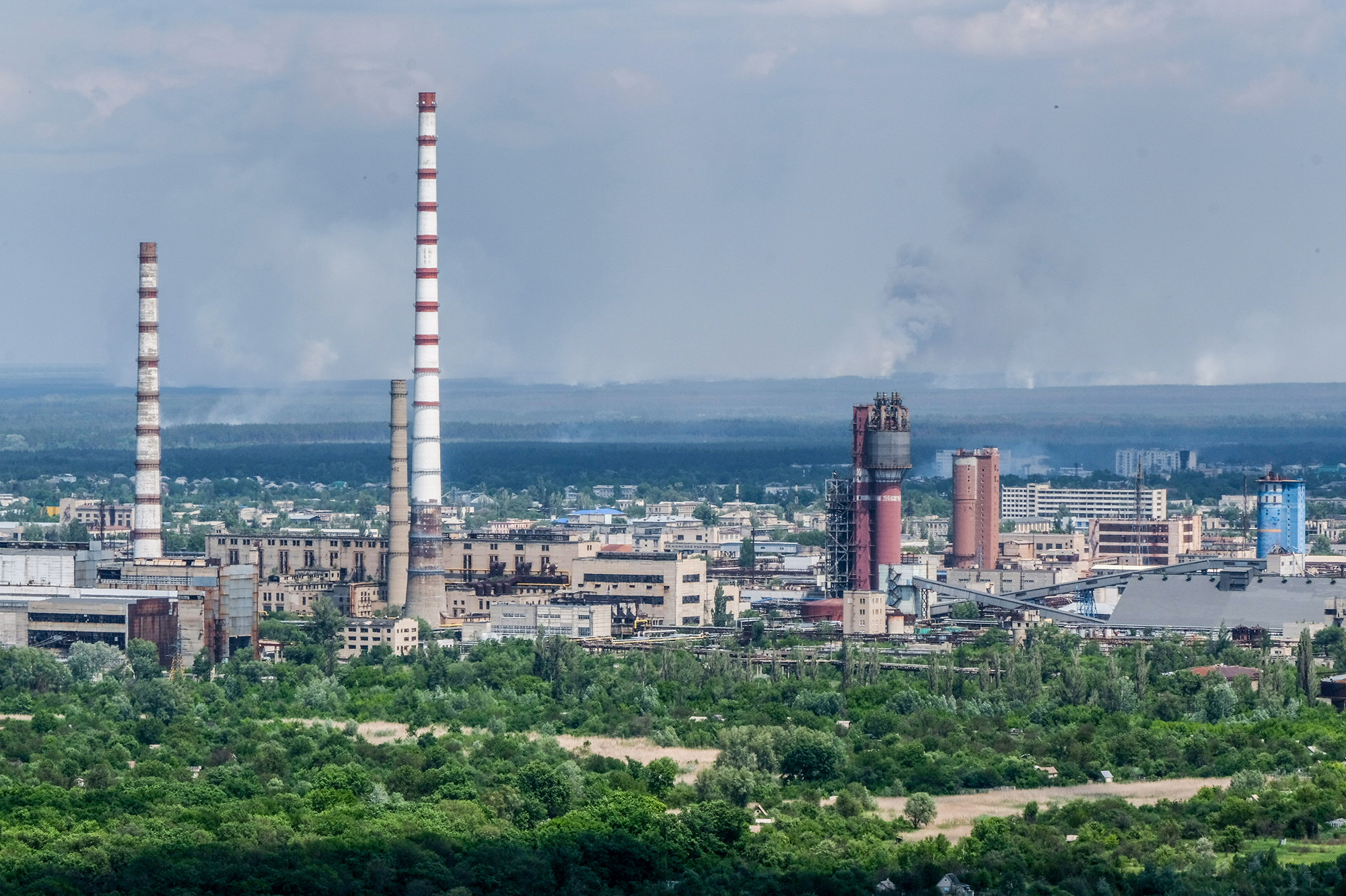 Smoke rises in the city of Severodonetsk, Ukraine as it receives heavy shelling on Saturday May 28. 