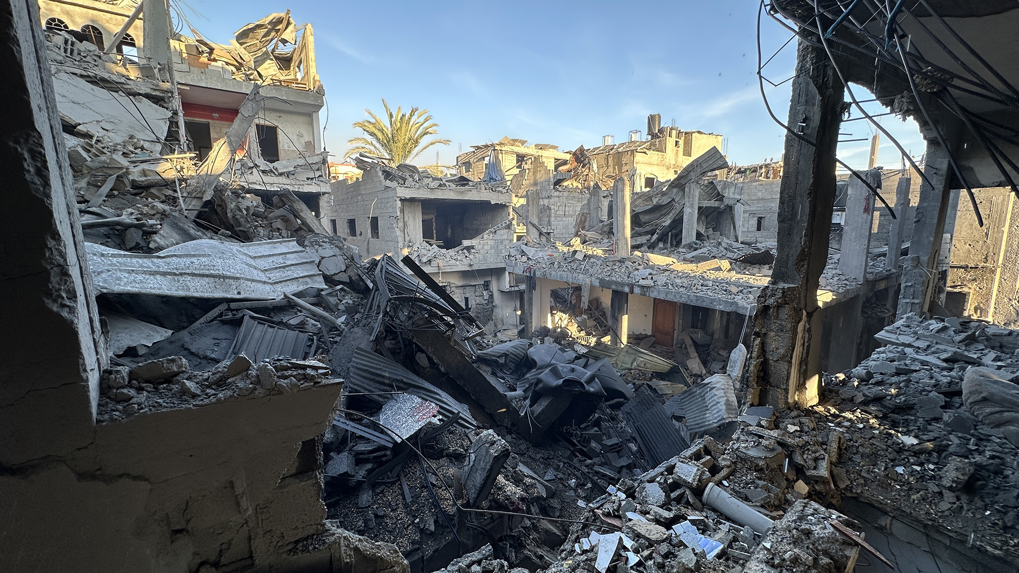Destroyed buildings following Israeli attacks on Jabalya in Gaza on December 17.