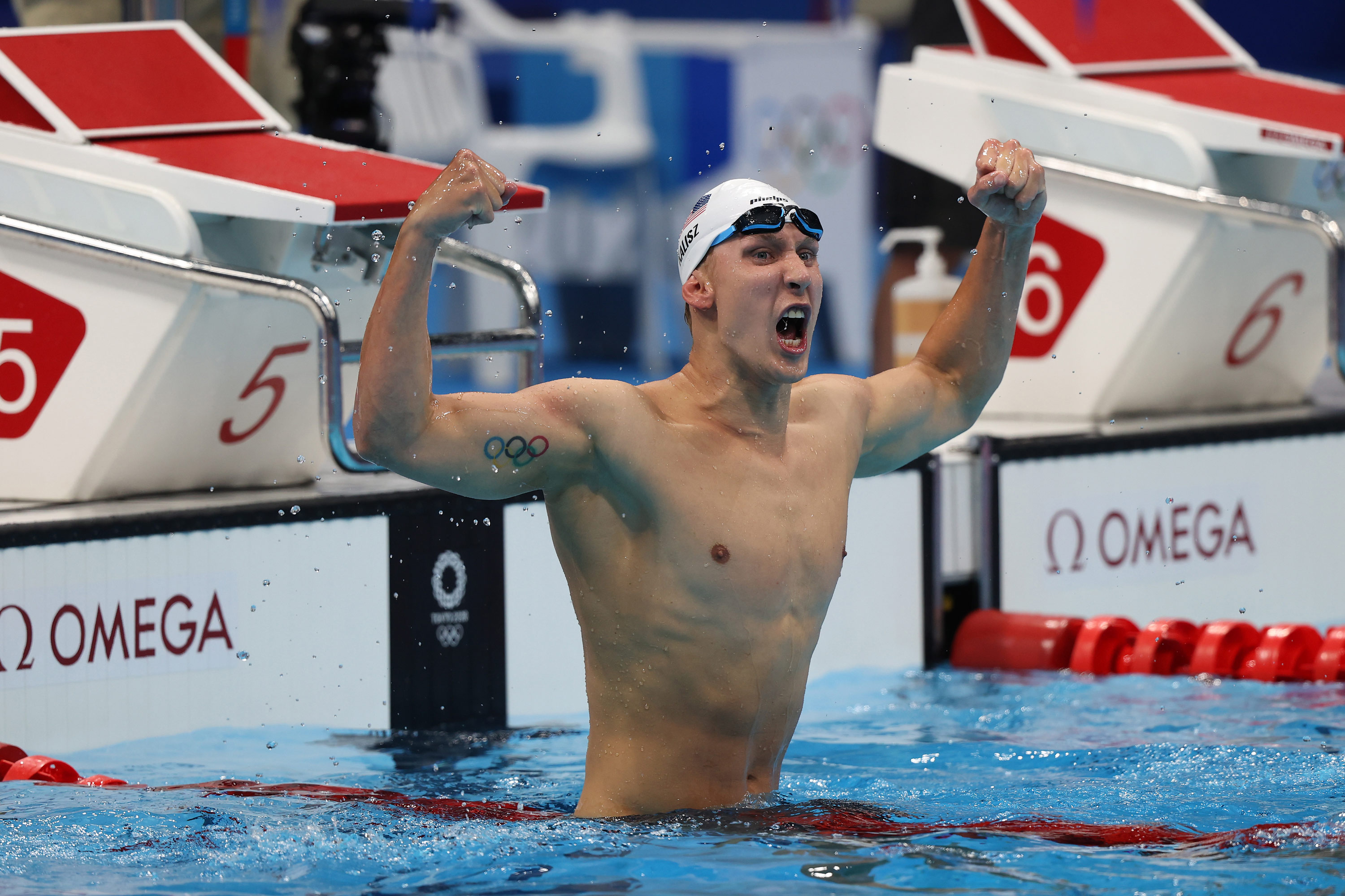 Chase Kalisz of Team United States celebrates after winning the Men's 400m Individual Medley Final on July 25.