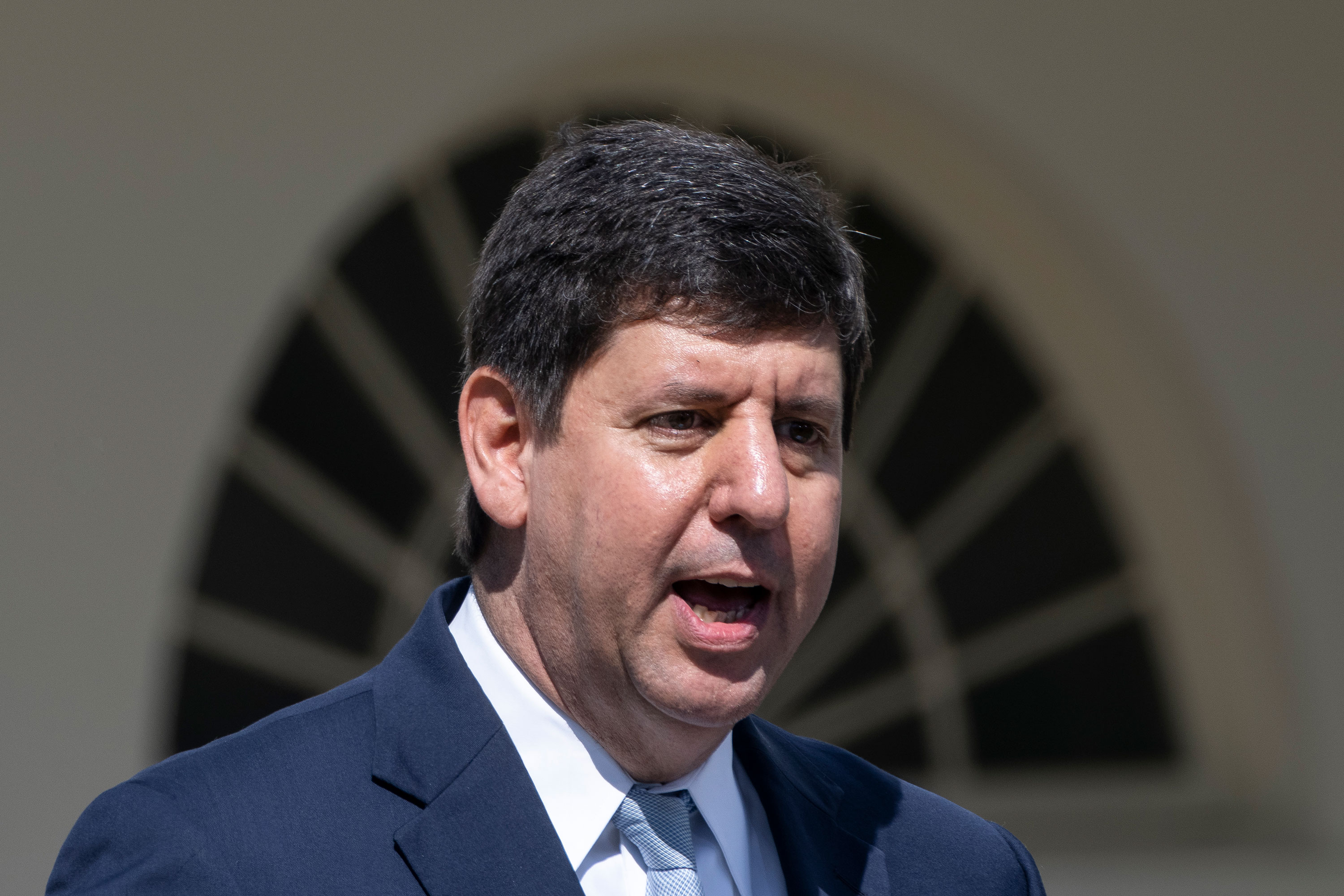 Steve Dettelbach speaks during an event about gun violence in the Rose Garden of the White House on April 11.