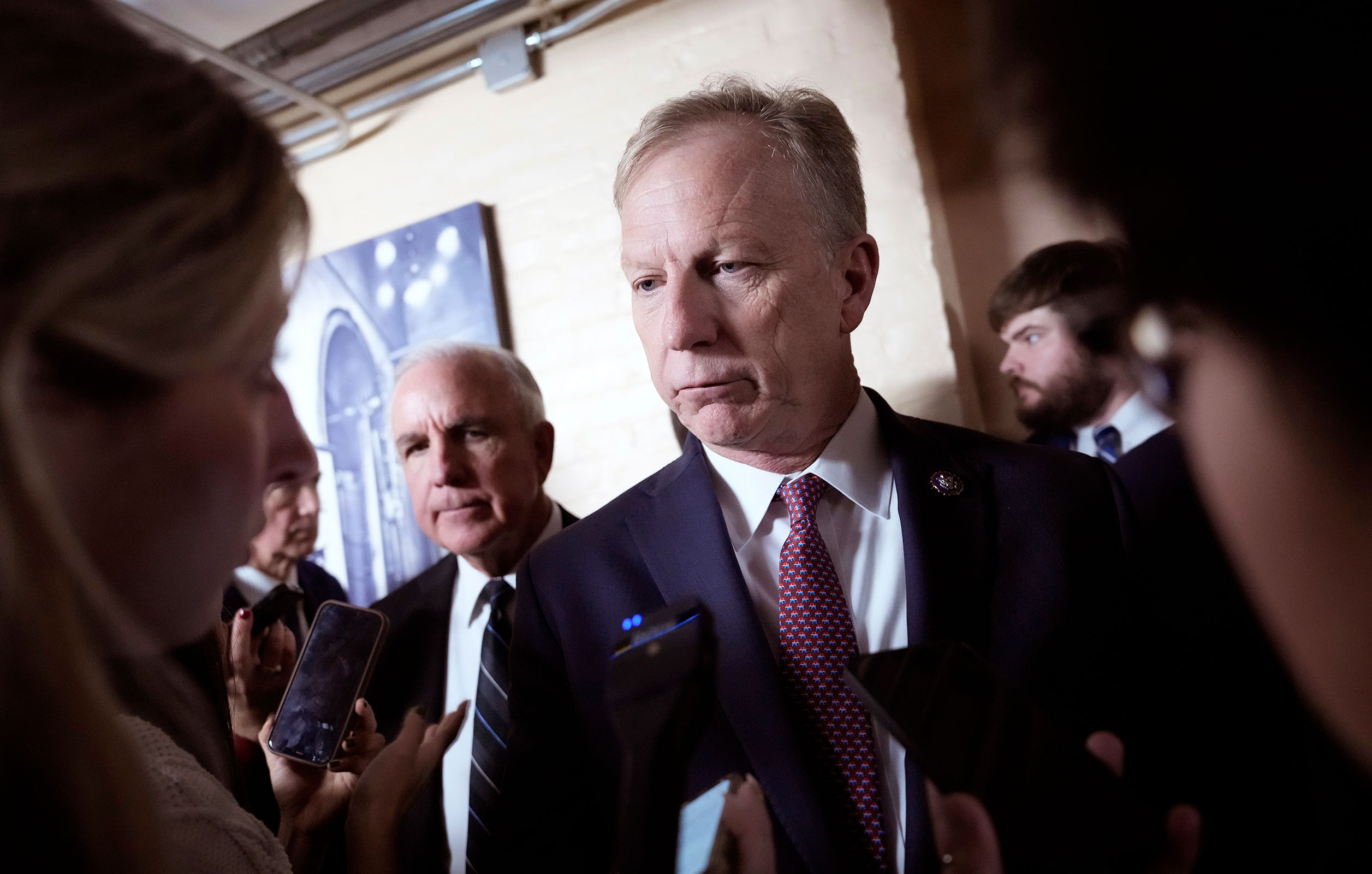 Rep. Kevin Hern  leaves a closed-door House Republican meeting at the U.S. Capitol on October 20, in Washington, DC. 