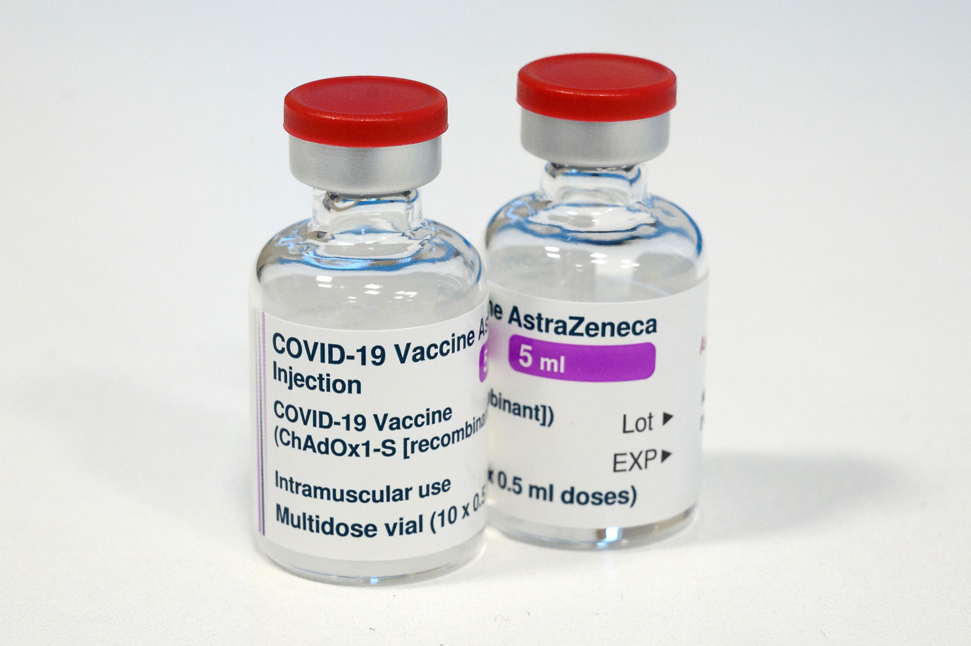 Vials of the Oxford/AstraZeneca Covid-19 vaccine in London on January 7.