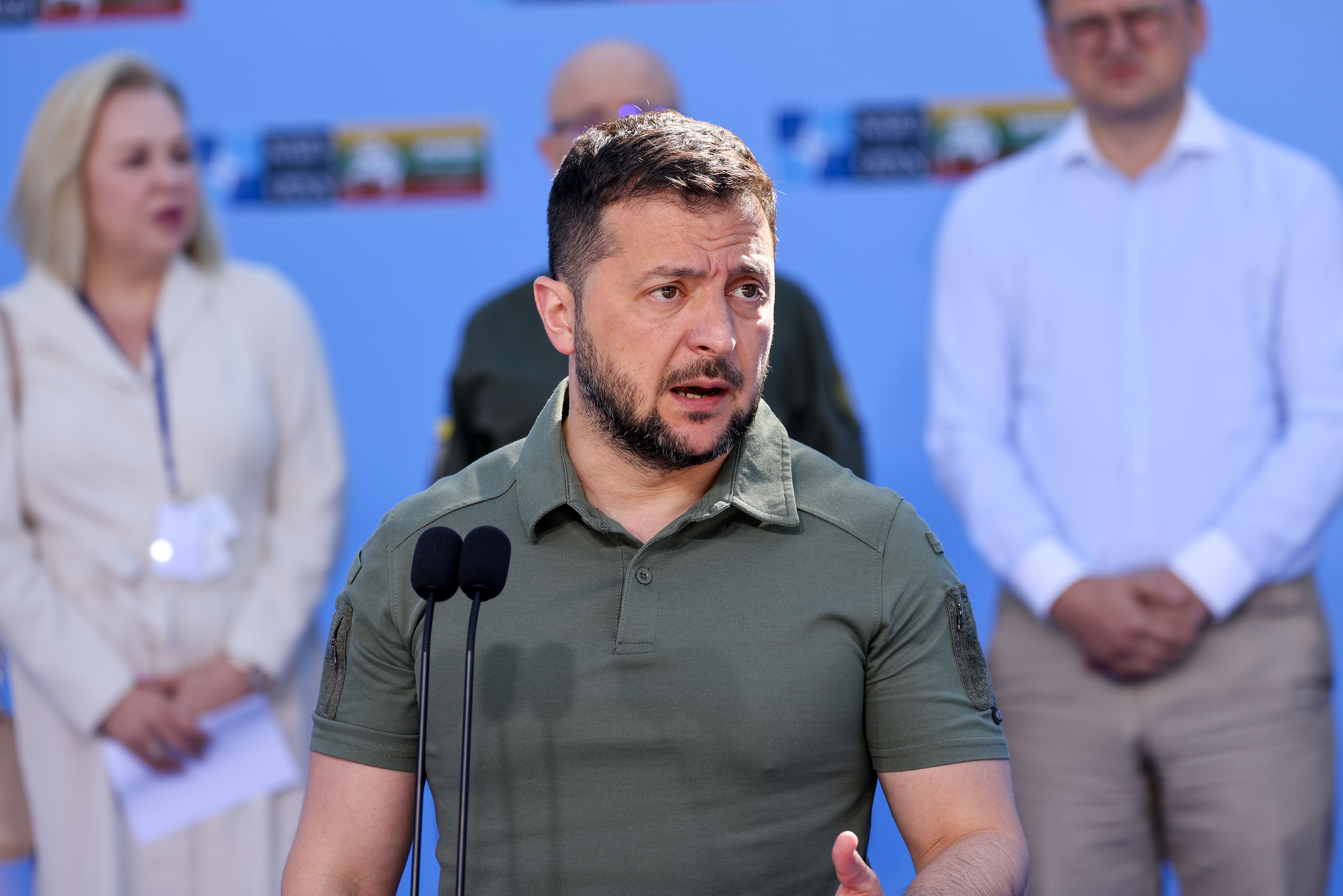 Ukrainian President Volodymyr Zelensky arrives on the second day of the annual NATO Summit in Vilnius, Lithuania, on July 12.