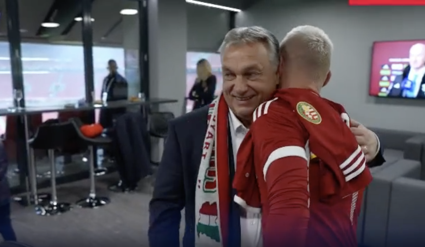 Hungarian Prime Minister Viktor Orban was seen wearing a scarf that appeared to show parts of western Ukraine in a map of Hungary at a football match between Greece and Hungary on November 20.