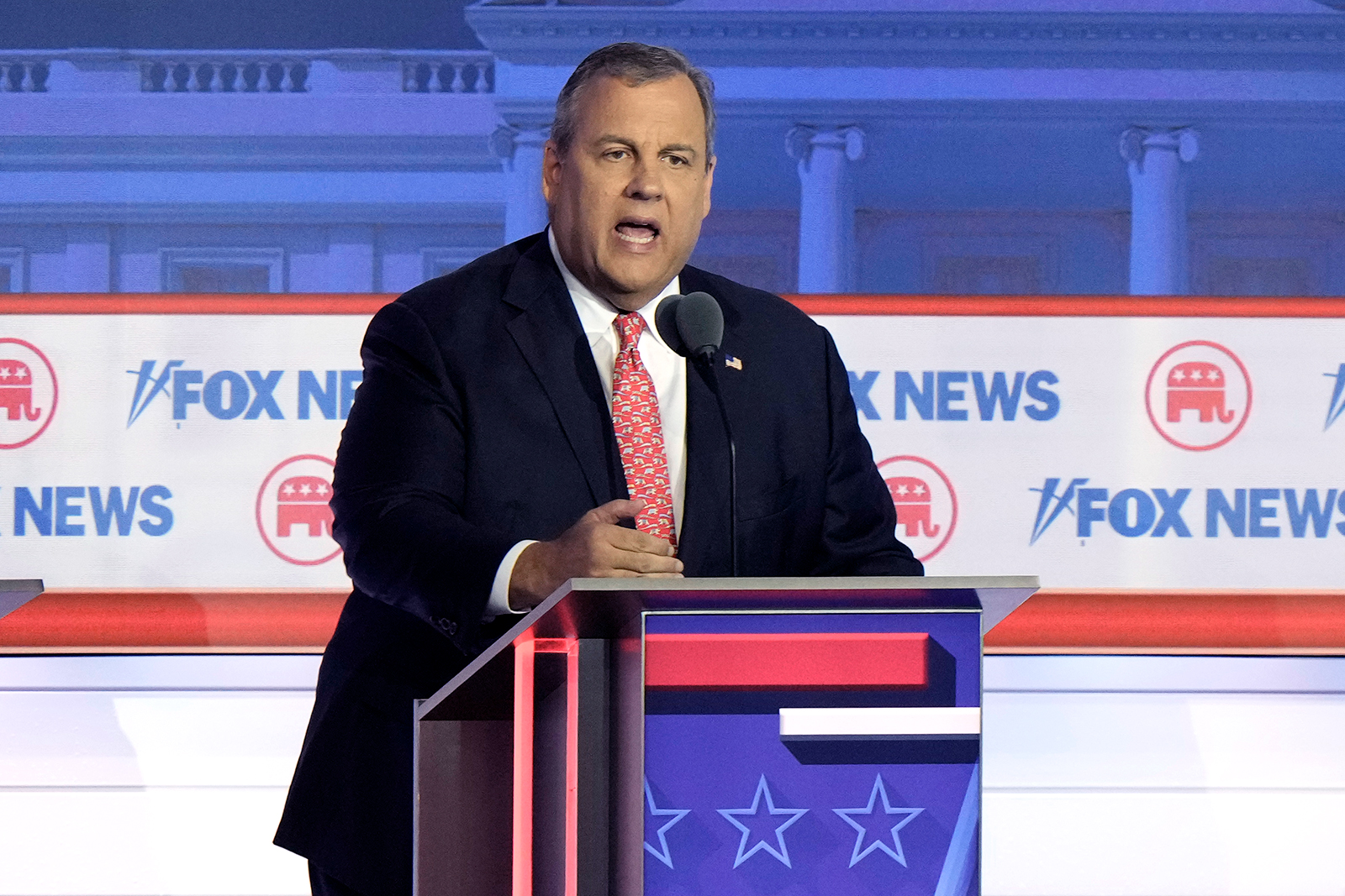 Former New Jersey Gov. Chris Christie speaks during the Republican primary debate on August 23, in Milwaukee, Wisconsin. 