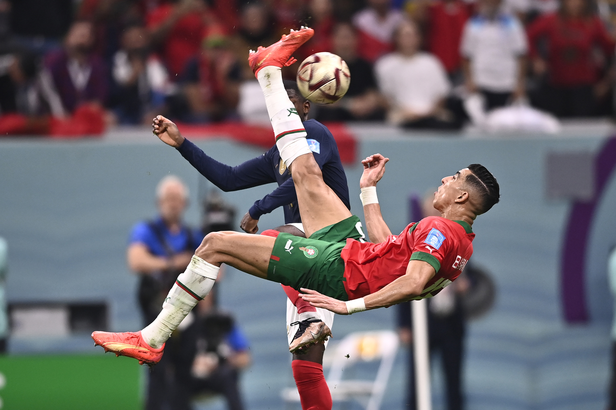 Jawad El Yamiq of Morocco during the match against France at Al-Bayt Stadium in Al Khor, Qatar on Wednesday.