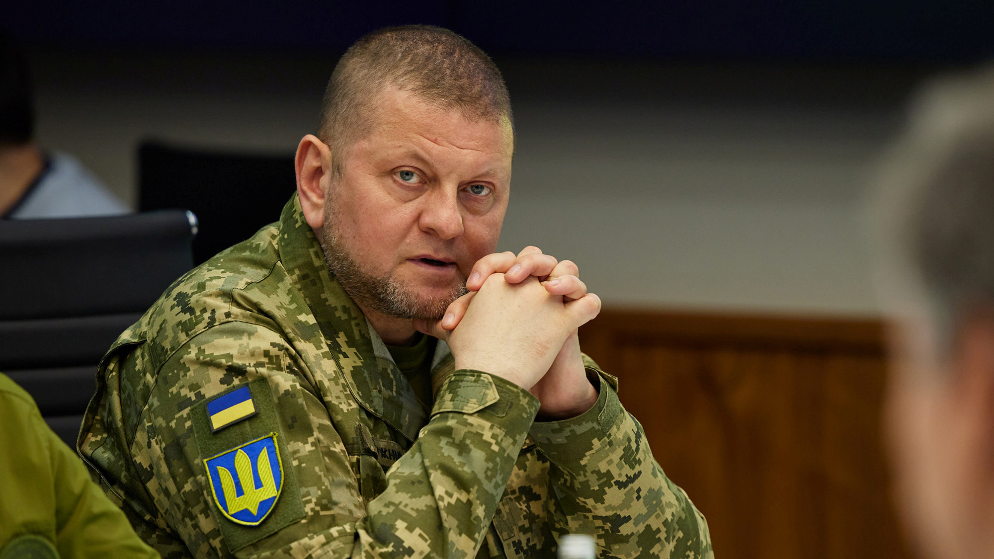Commander-in-Chief of the Armed Forces of Ukraine Valeriy Zaluzhnyi attends a meeting with Ukraine's President Volodymyr Zelenskiy in Kyiv, Ukraine on April 24.