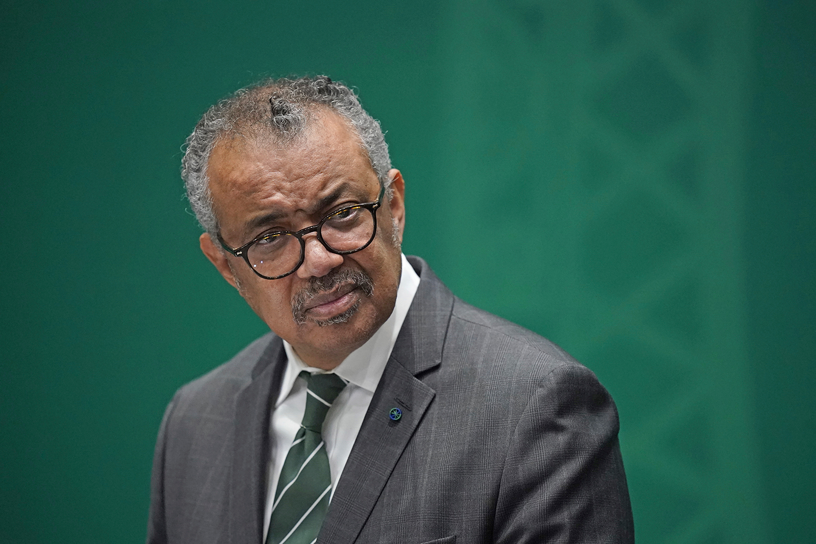 Tedros Ghebreyesus speaks to the media during a news conference at the Government Buildings in Dublin on December 18, 2023. 