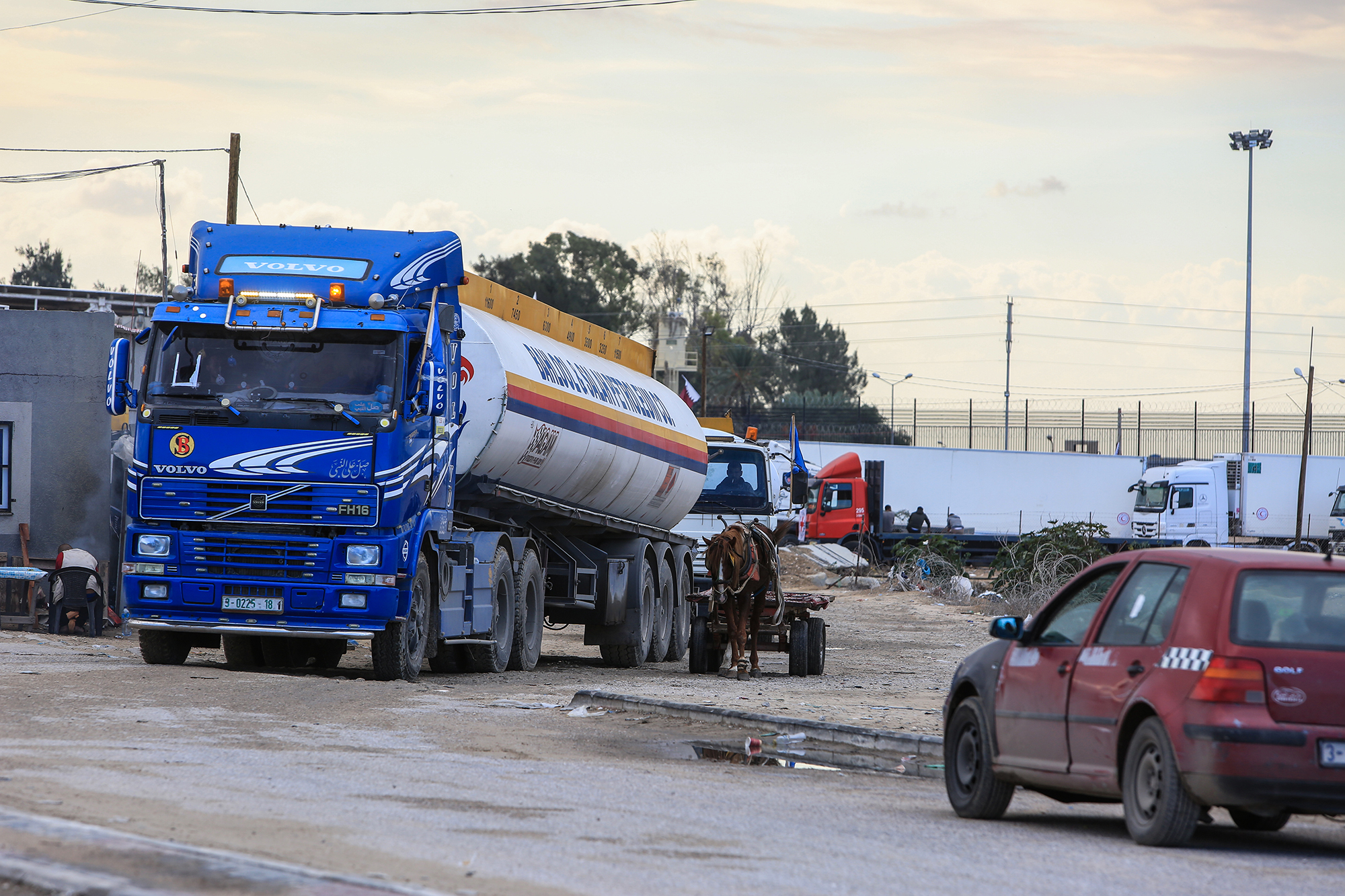 A truck carrying fuel arrives in Rafah, Gaza, on November 15. 