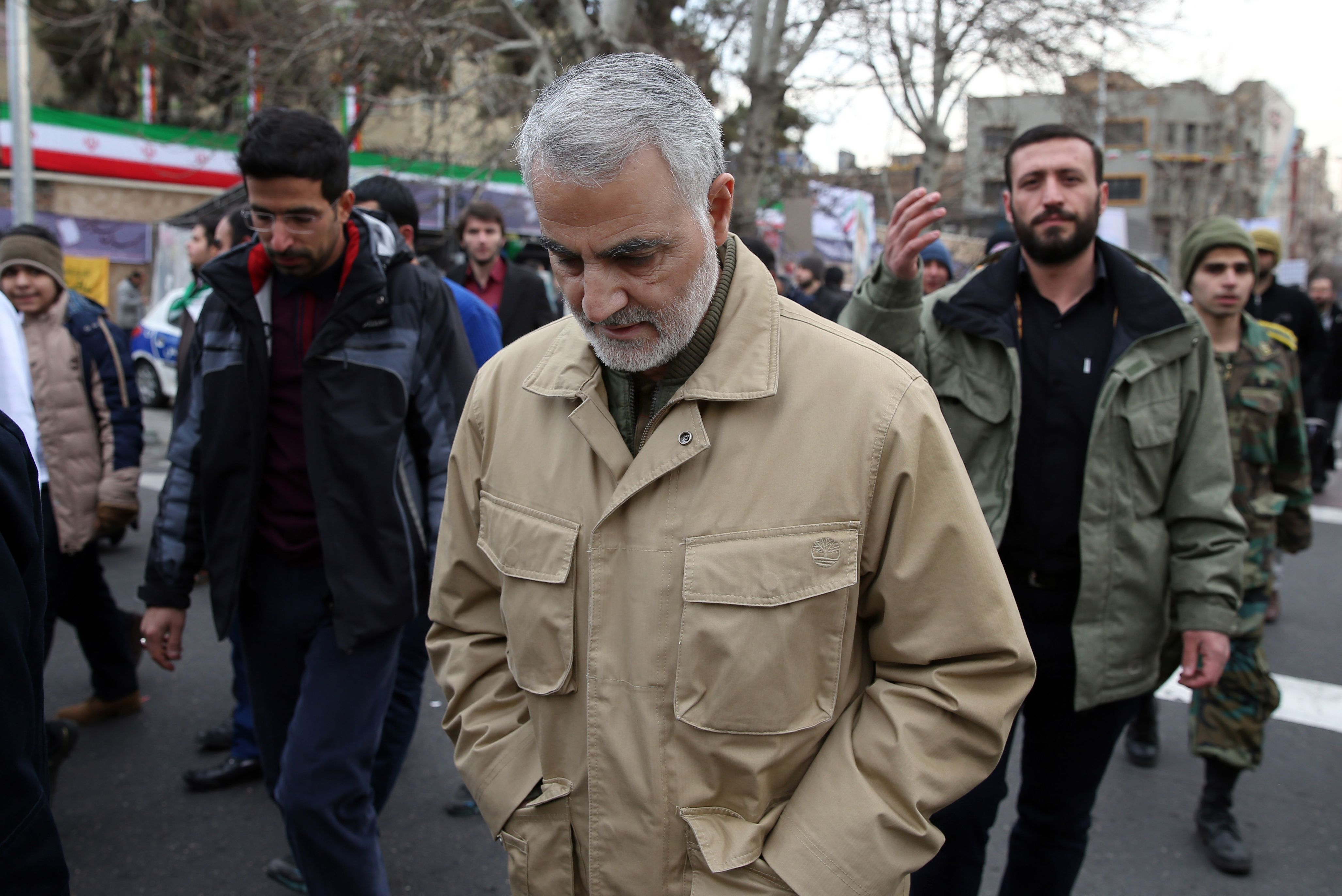 Qasem Soleimani attends celebrations marking the 37th anniversary of the Islamic revolution on February 11, 2016 in Tehran. 