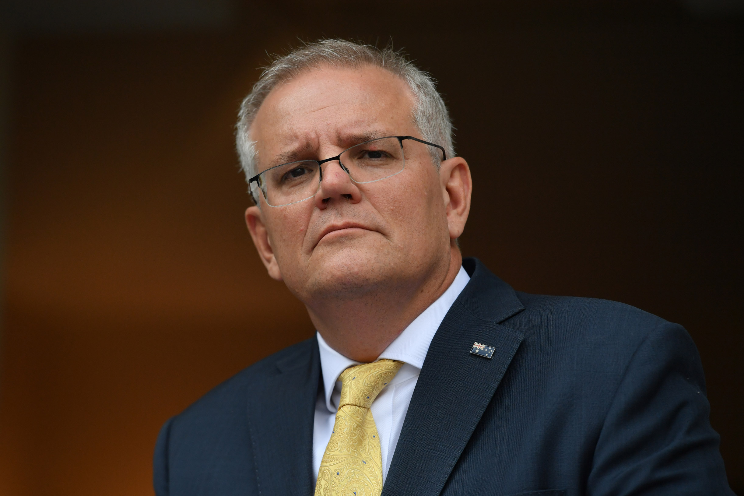 Australian Prime Minister Scott Morrison is seen at a press conference in Canberra, Mar. 1.