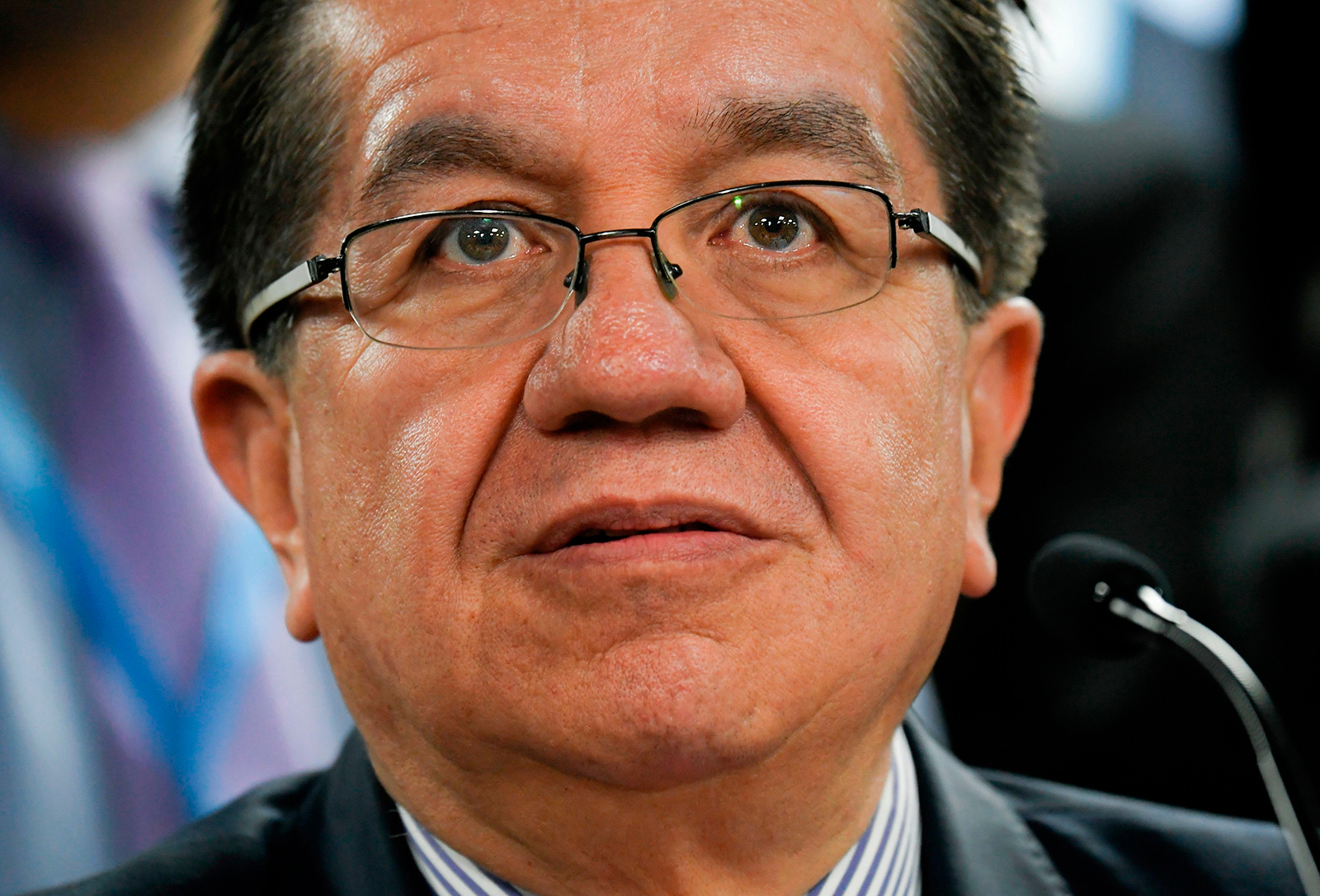 Colombian Health Minister Fernando Ruiz seen during a news conference in Bogota, Colombia, on March 4.