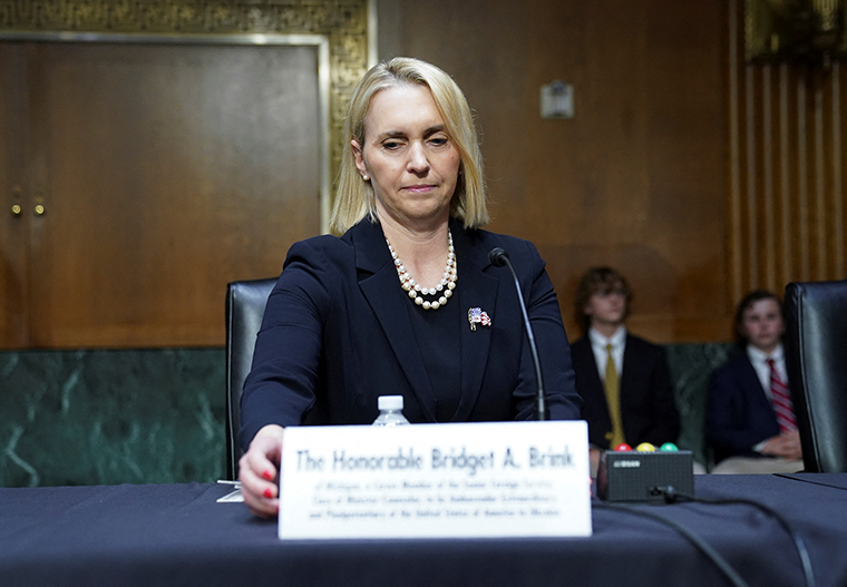 Bridget Brink, nominated to be U.S. ambassador to Ukraine, prepares to testify at her Senate Foreign Relations Committee confirmation hearing at the US Capitol in Washington, DC, on Tuesday, May 10