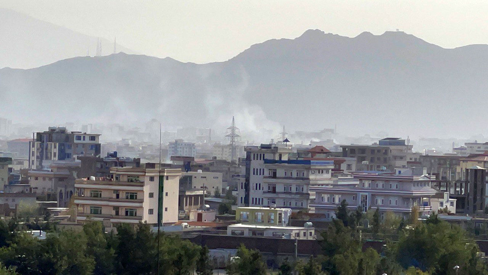 Smoke rises after an explosion in Kabul, Afghanistan, on August 29, 2021.
